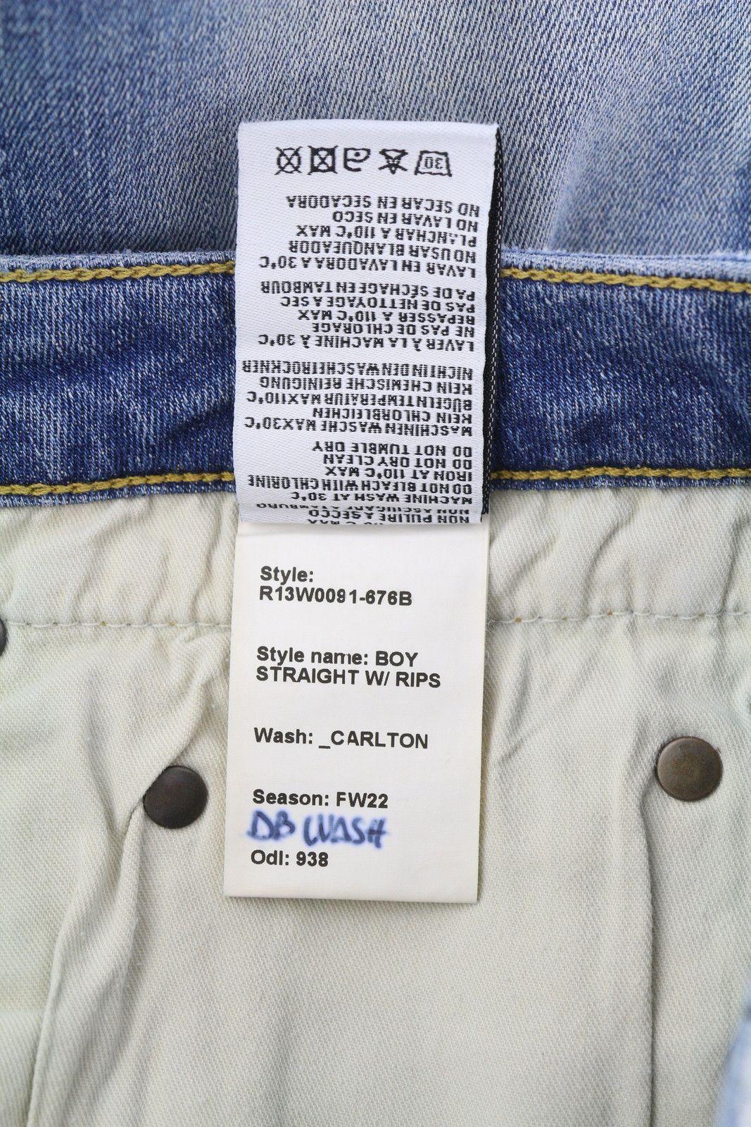 R13 BOY STRAIGHT RIPS 27 Carlton Distress Ankle Blue 85449 Size 27" / US 4 / IT 40 - 8 Thumbnail