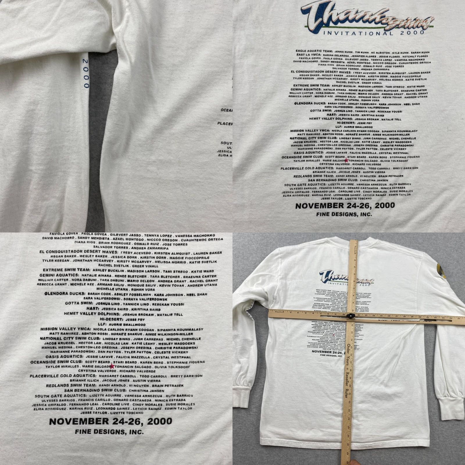 Gildan VTG Y2K Las Vegas Thanksgiving Swim Invitational Shirt Mens Large Double-Sided Gildan Ultra Cotton Multicolor Long Sleeve Crew Neck T-Shirt Size US L / EU 52-54 / 3 - 8 Thumbnail