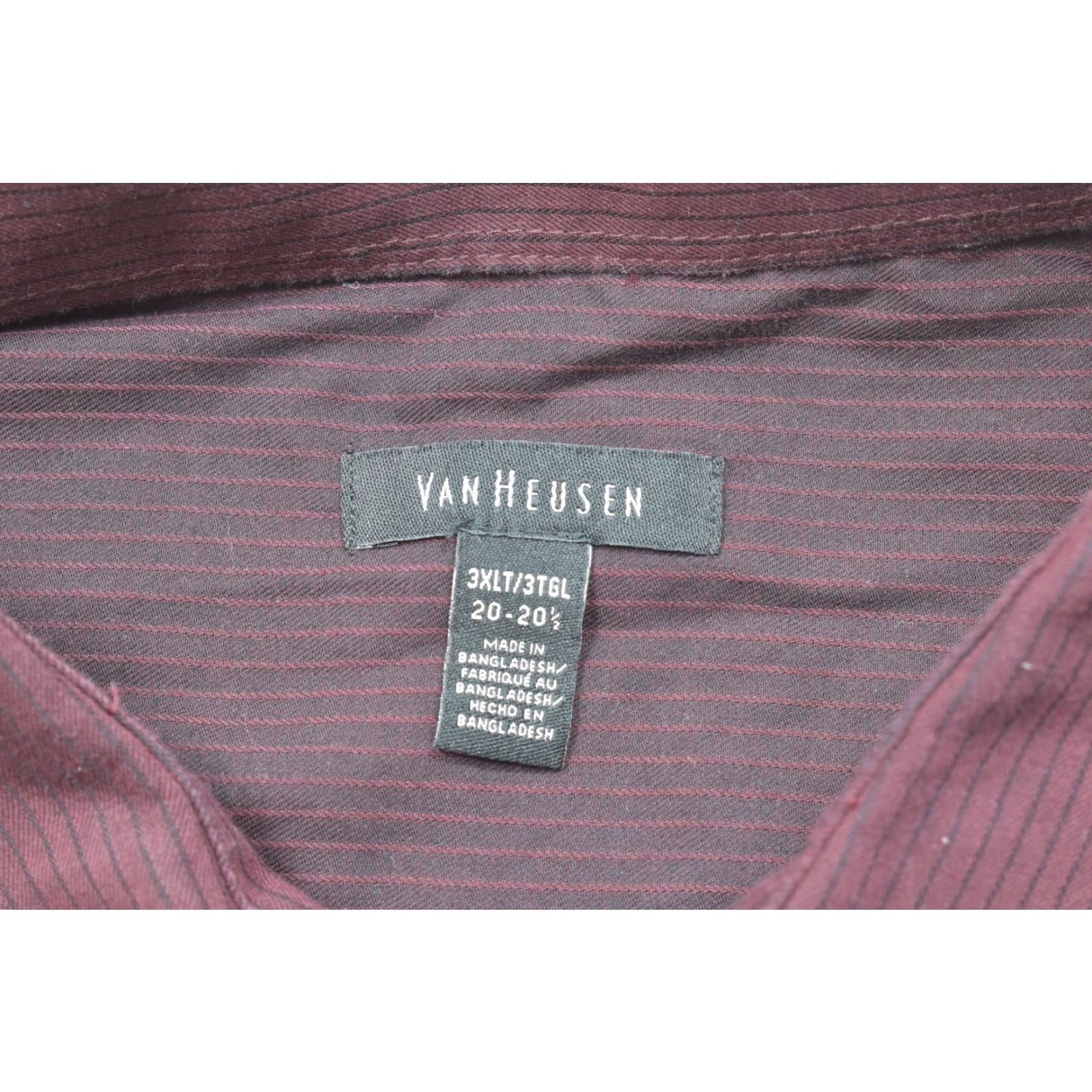 Van Heusen Van Heusen Dress Shirt 3XLT Big & Tall Burgundy Pin Striped Long Sleeve Button-Up Collar Men's Shirts Regular Fit Women? Size 48R - 7 Thumbnail