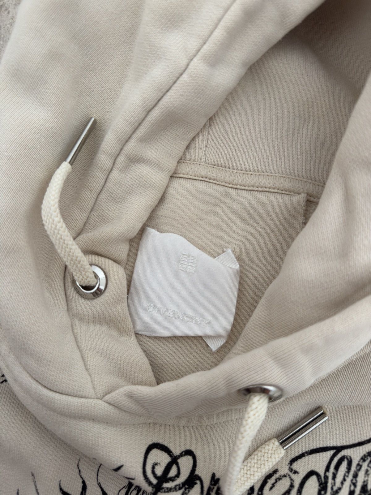 Givenchy Givenchy "After Laughter Comes Tears" Oversized Hoodie Beige Size US M / EU 48-50 / 2 - 10 Thumbnail