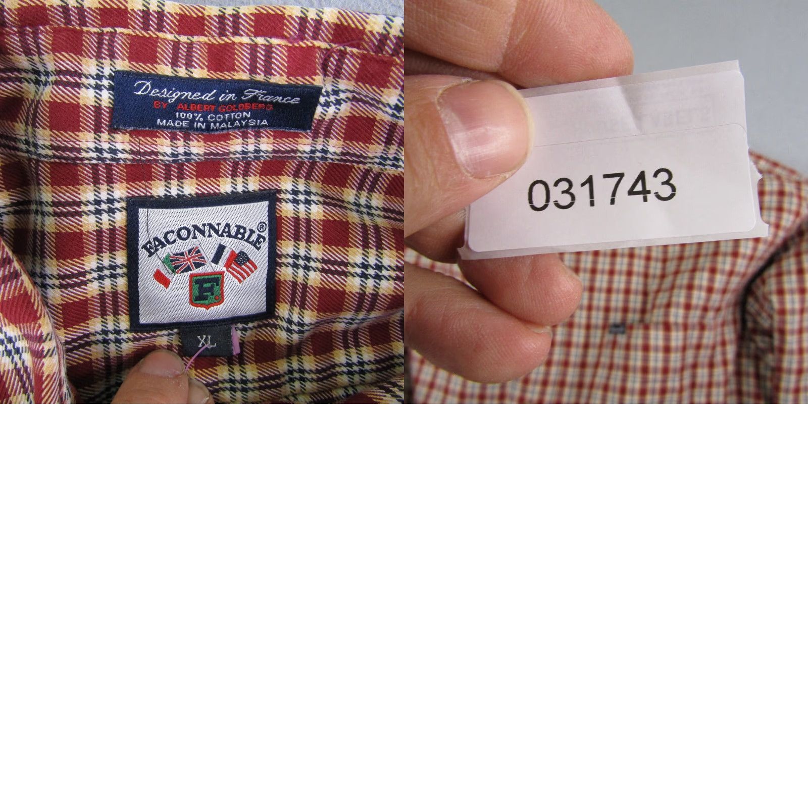 Faconnable VINTAGE Faconnable Shirt Mens XL Red Plaid Button-Up Cotton Twill Outdoors Size US XL / EU 56 / 4 - 8 Thumbnail