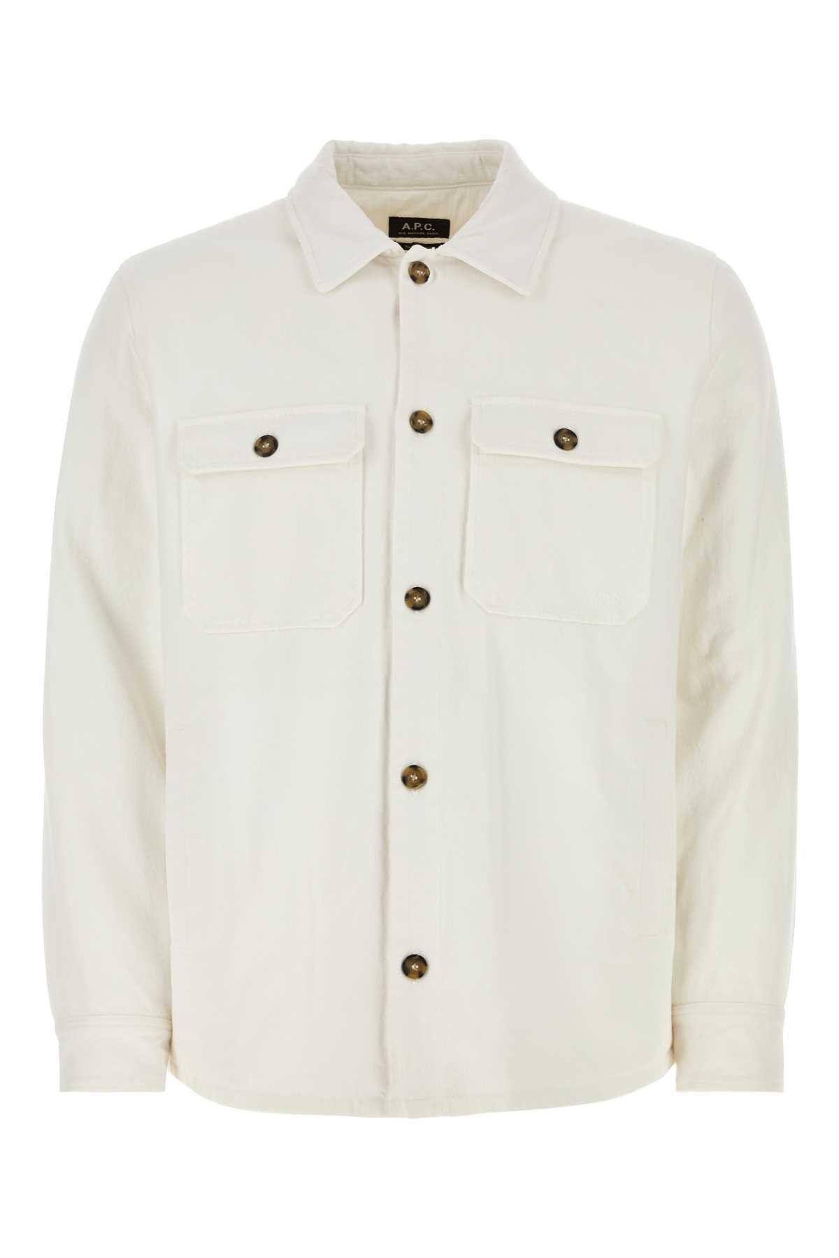 image of A P C White Denim Basile Shirt, Men's (Size Medium)