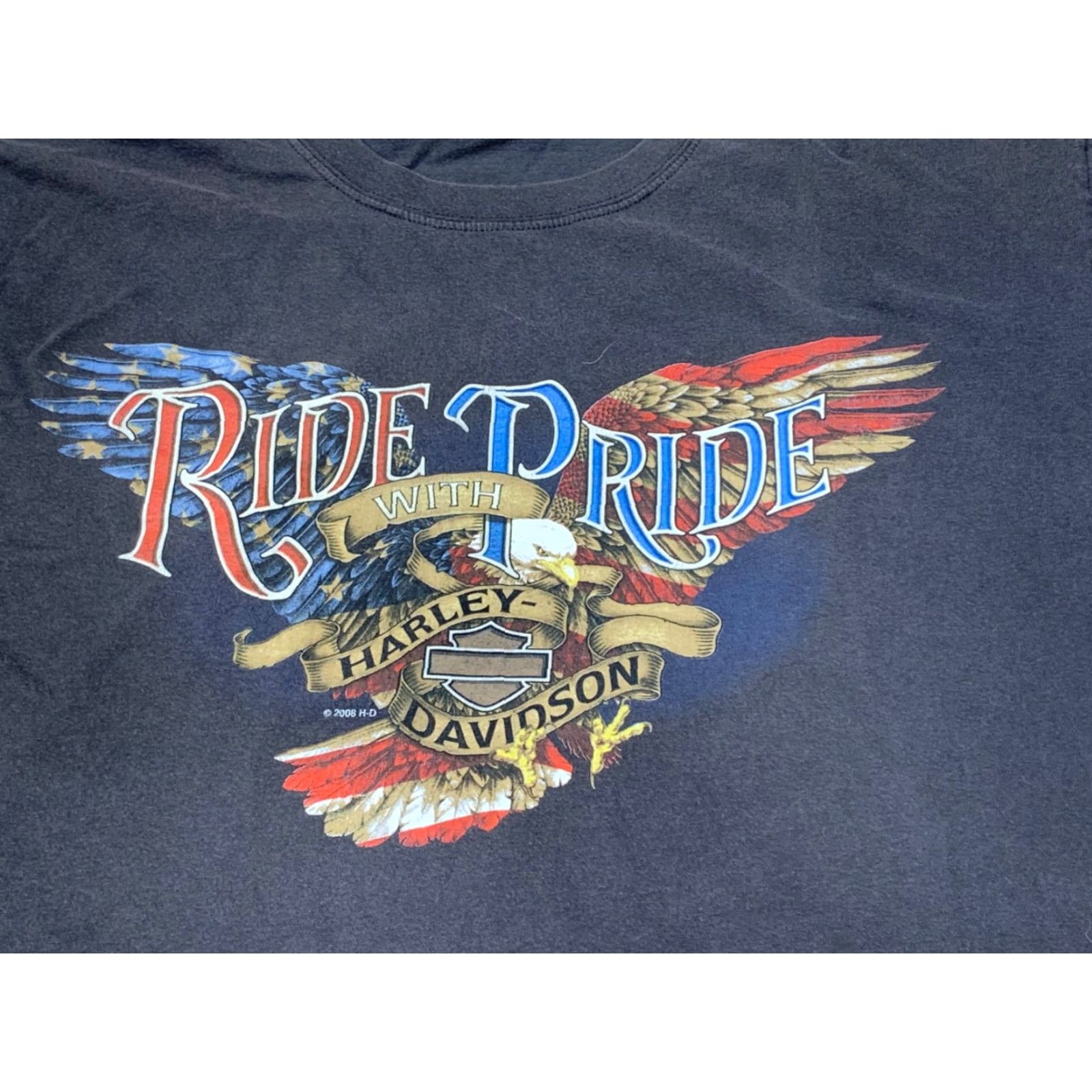 Harley Davidson Harley-Davidson Ride with Pride T Shirt Mens XL Black Short Sleeve Eagle #7459 Size US XL / EU 56 / 4 - 2 Thumbnail