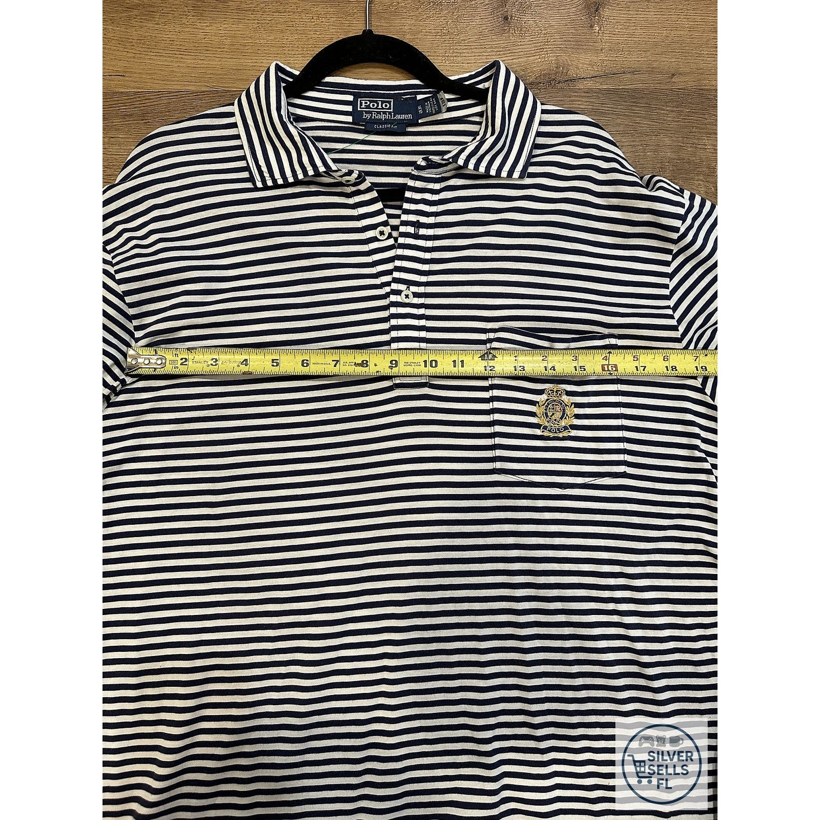 Polo Ralph Lauren Polo Ralph Lauren XL Navy White Striped Crest Pocket Shirt Size US XL / EU 56 / 4 - 4 Thumbnail