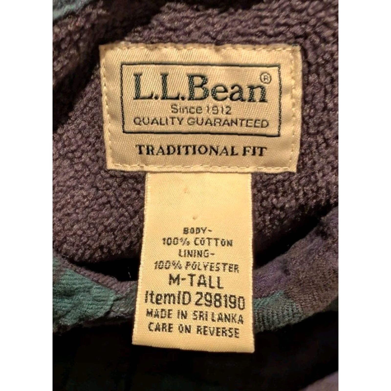 Vintage VINTAGE is not applicable; LL Bean Mens M Tall Fleece-Lined Flannel Button Up Shirt Jacket Buffalo Plaid Green Casual Workwear Size US M / EU 48-50 / 2 - 6 Thumbnail
