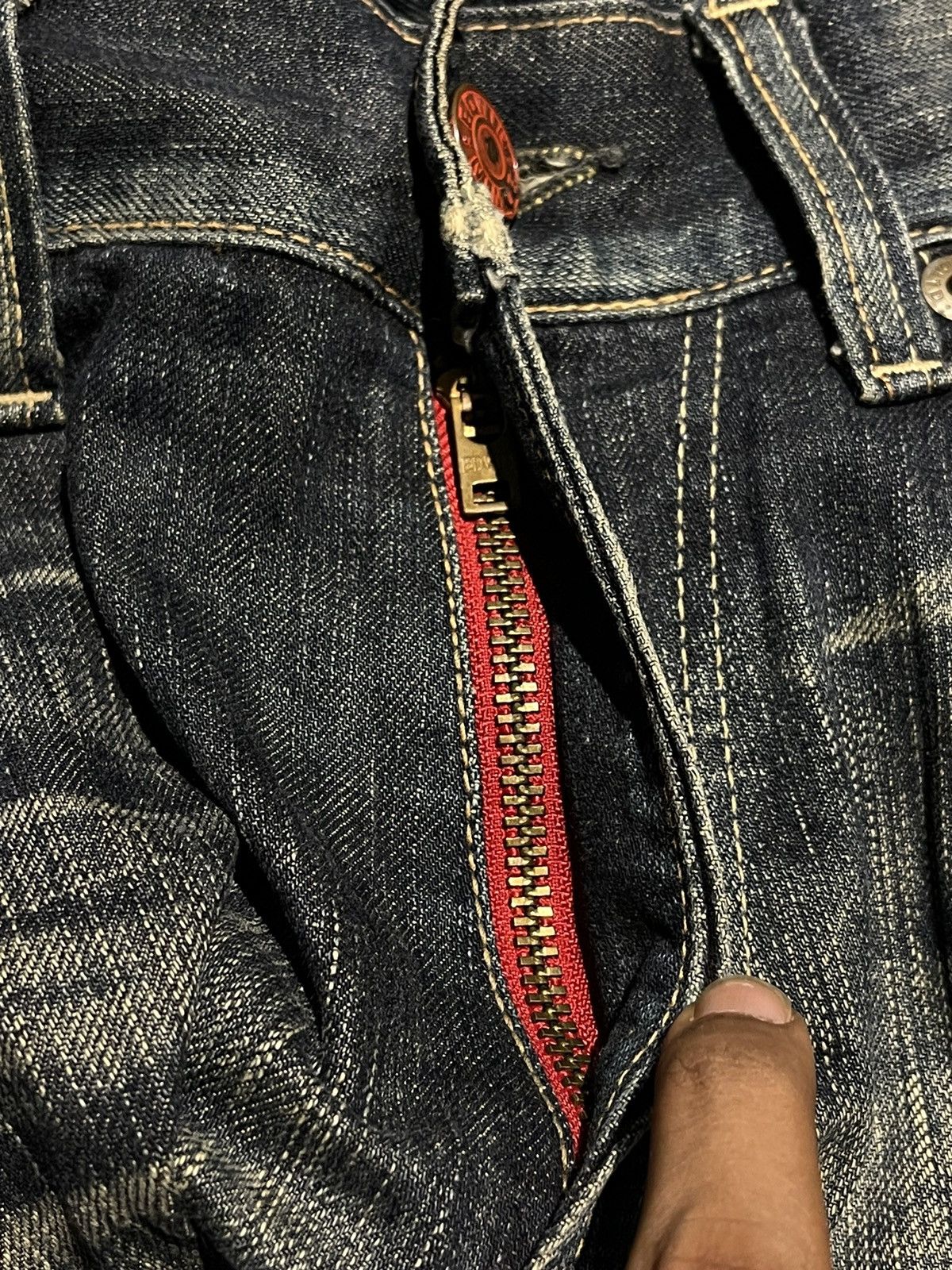 Edwin × Jean × Vintage RARE Edwin 503 Blue Trip Distressed Jeans Pant Size US 32 / EU 48 - 12 Thumbnail
