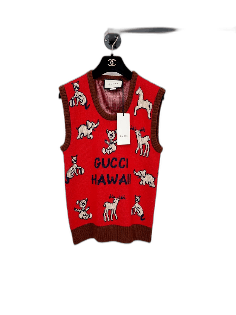 Gucci Red Knitted Vest with Tag
