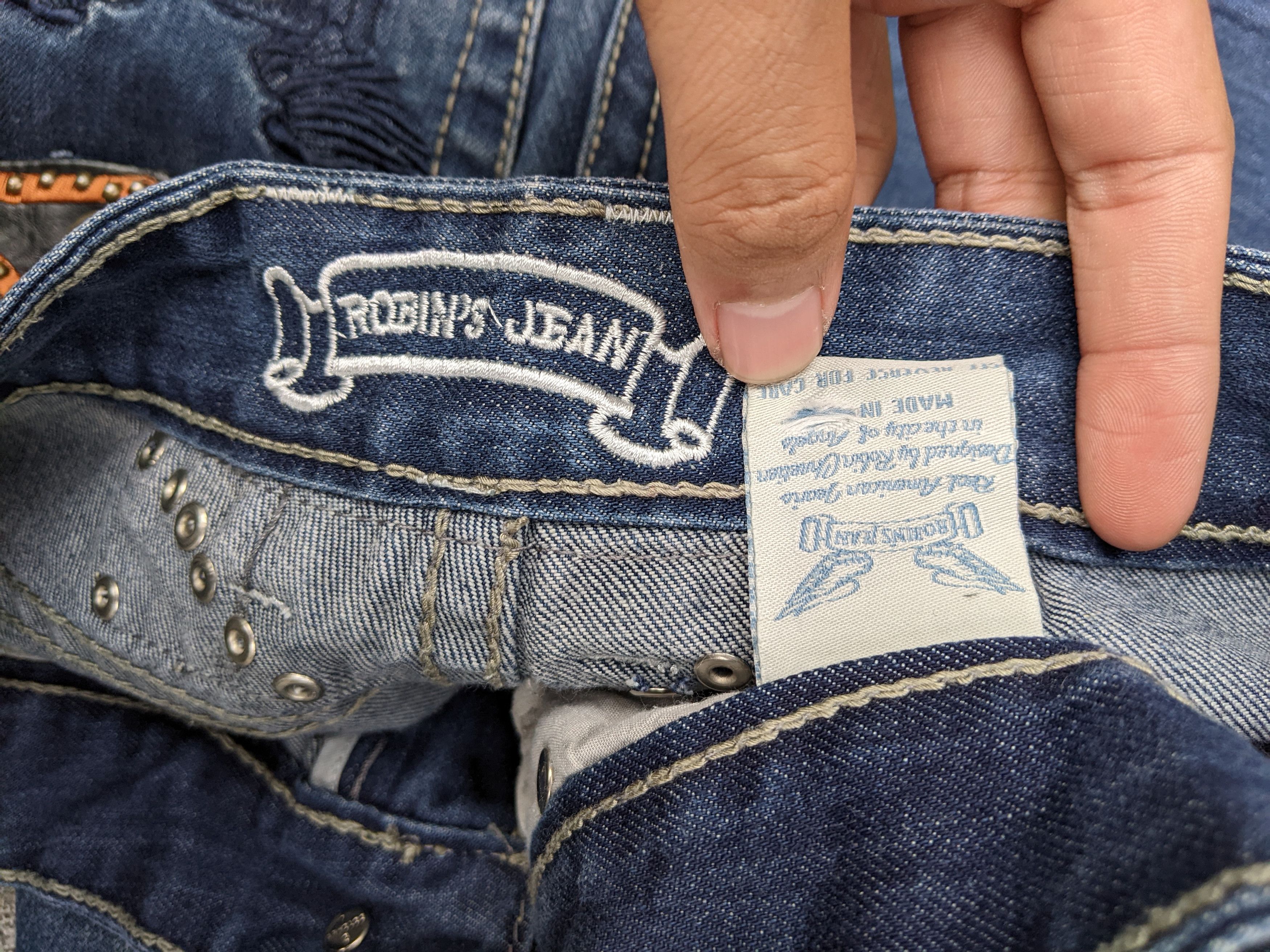 Robins Jeans Rare Robin's Low Ryder Leather Patch Studded Size US 34 / EU 50 - 8 Thumbnail