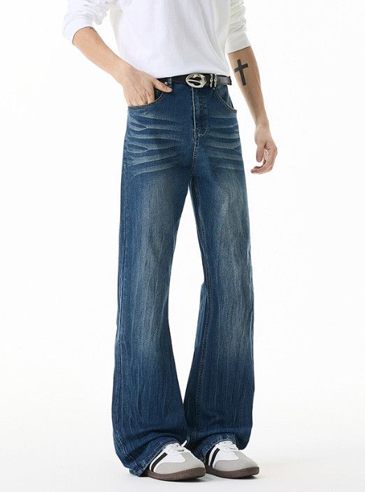 Japanese Brand American Retro Distressed Lightning-Print Flared Jeans Size US 32 / EU 48 - 4 Thumbnail
