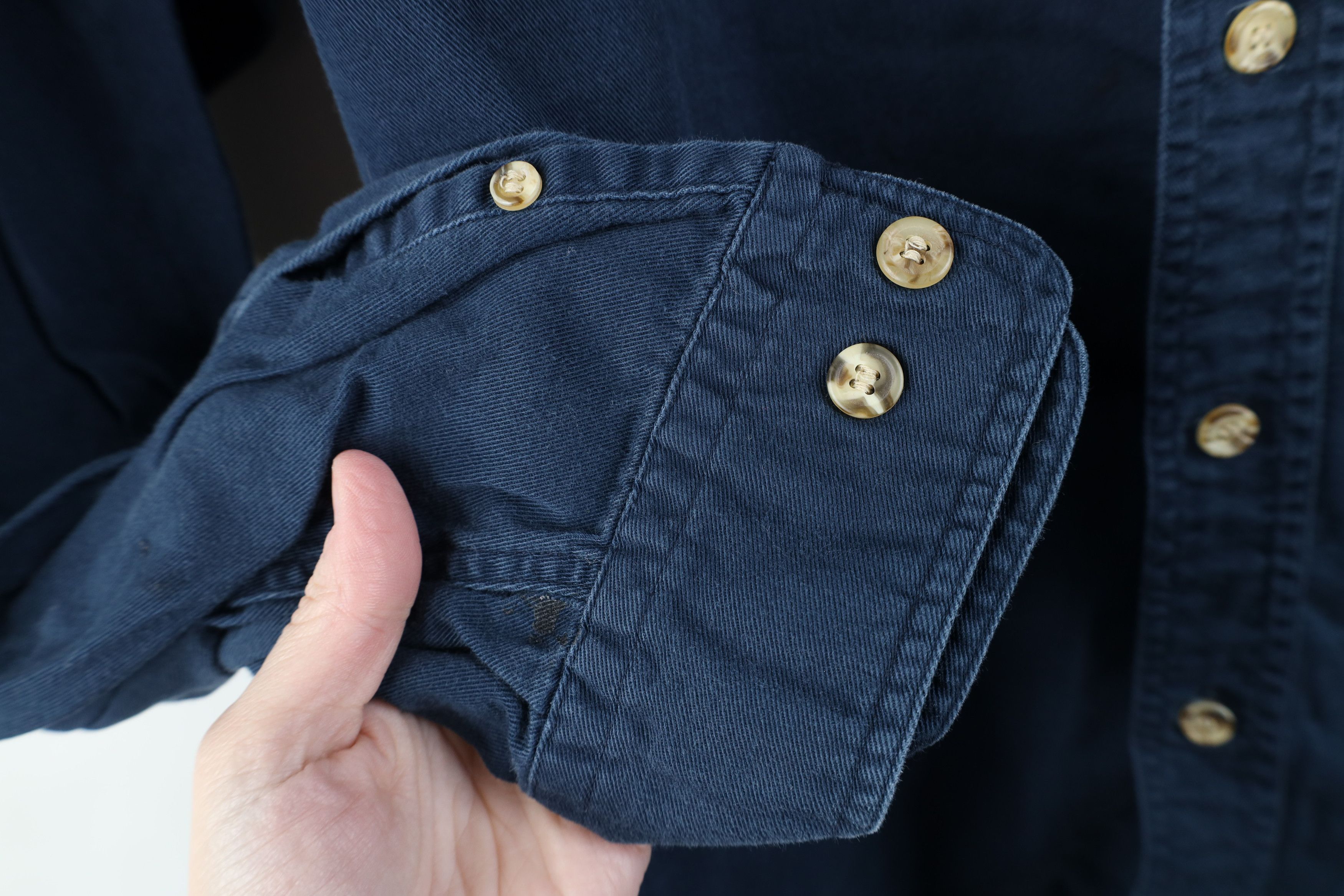 Vintage Vintage 90s Streetwear Twill Denim Band Collar Button Shirt Size US L / EU 52-54 / 3 - 8 Thumbnail