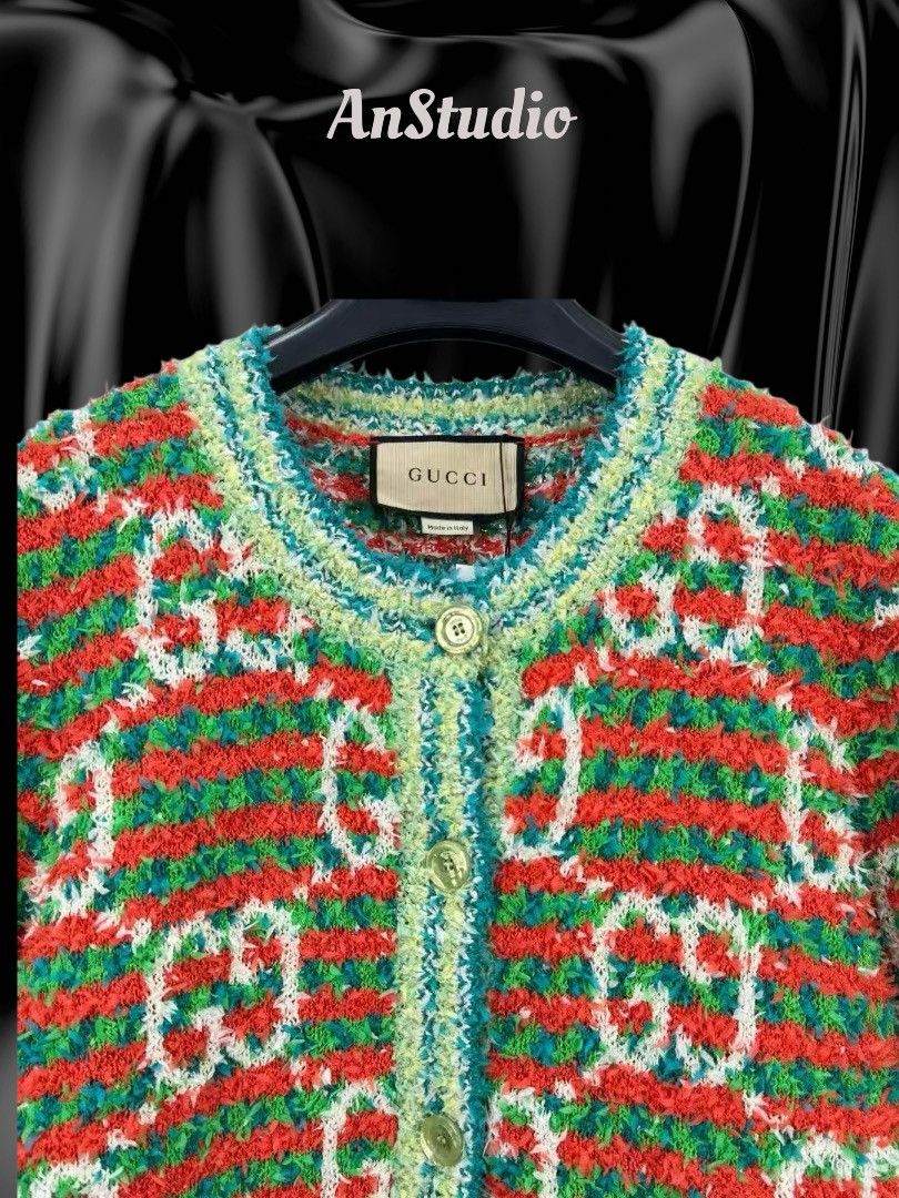 Gucci Gucci Maxi GG Short Sleeve Knit Cardigan Size L / US 10 / IT 46 - 3 Thumbnail