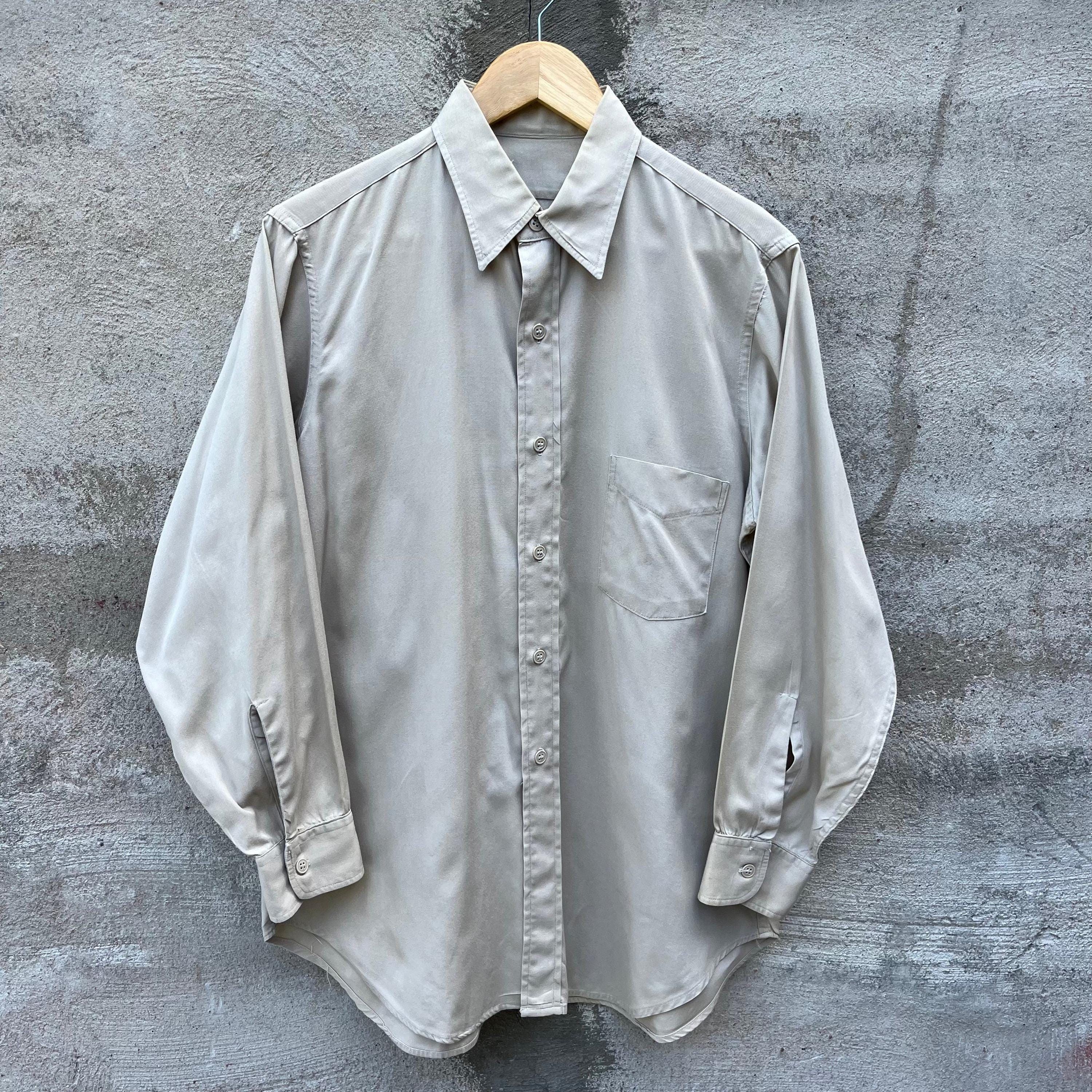 Vintage 50's US Military Tan Khaki Button Down Shirt Size US L / EU 52-54 / 3 - 1 Thumbnail