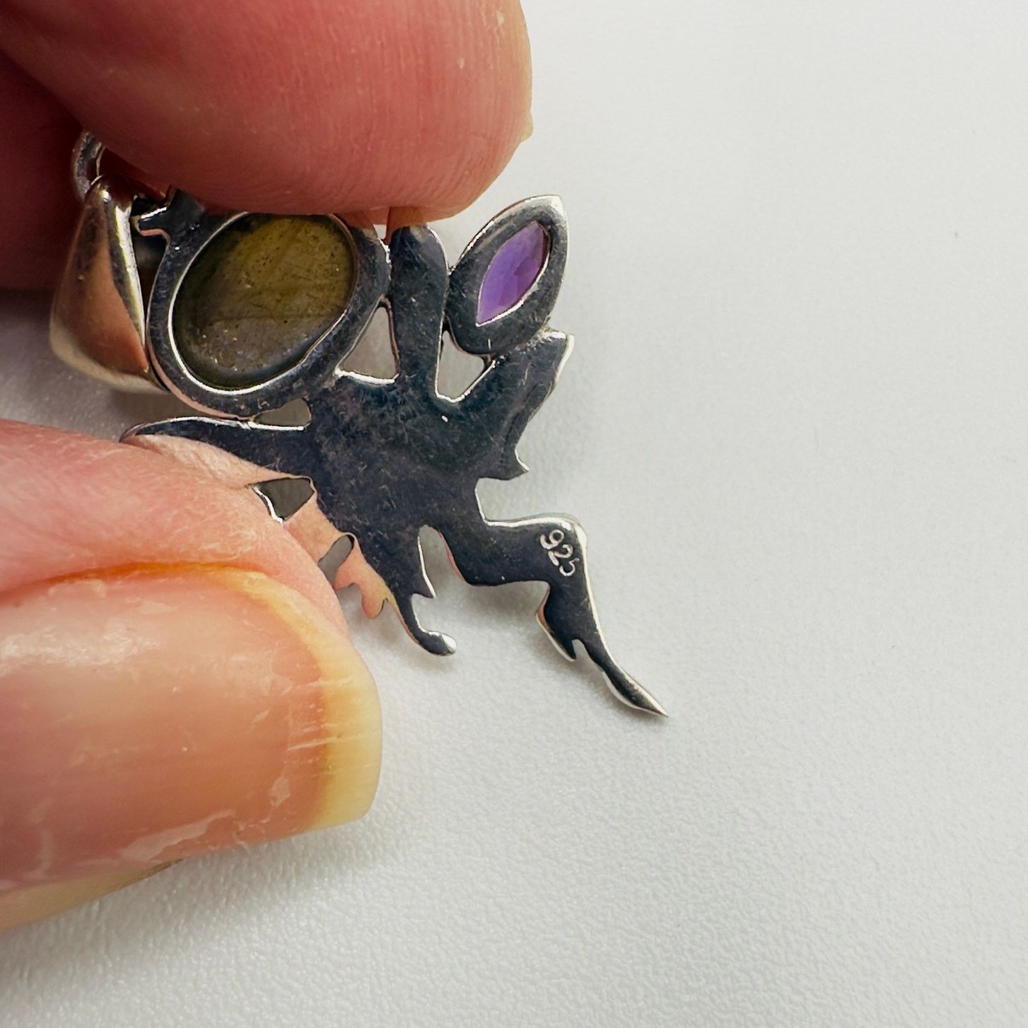 The Unbranded Brand Fairy Labradorite & Amethyst 925 Sterling Silver Pendant Size ONE SIZE - 6 Thumbnail