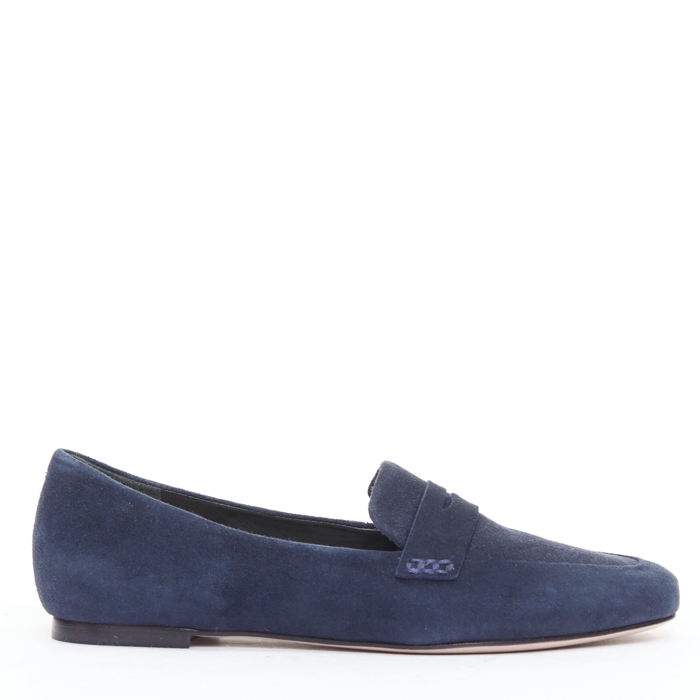 Other PORTE PAIRE navy suede leather classic minimal loafer flats EU36 Size US 6 / IT 36 - 1 Thumbnail