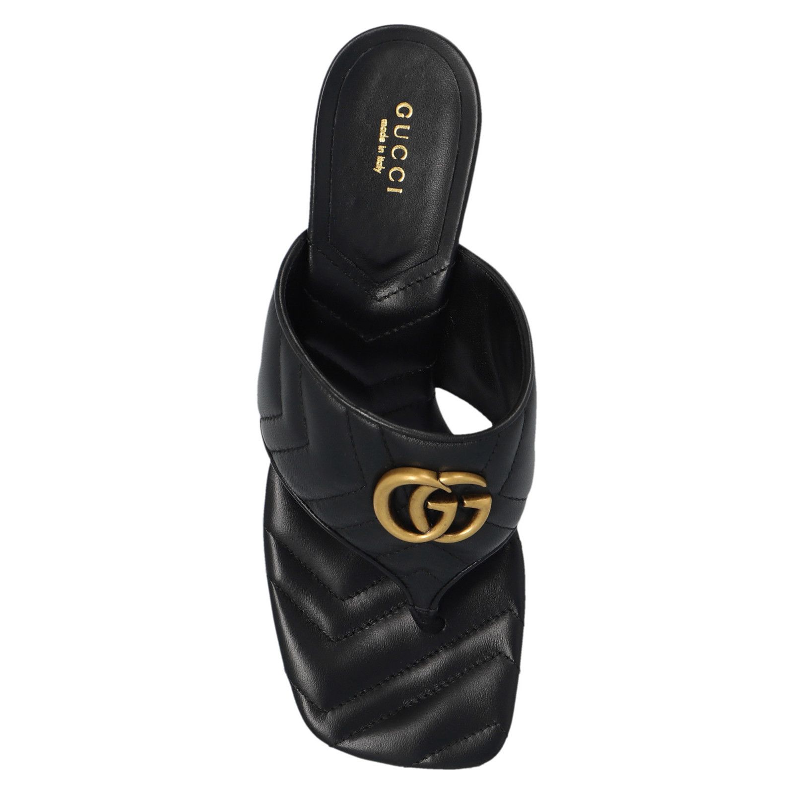 GUCCI Double G Black Leather 70mm Mules New & Authentic (Wom