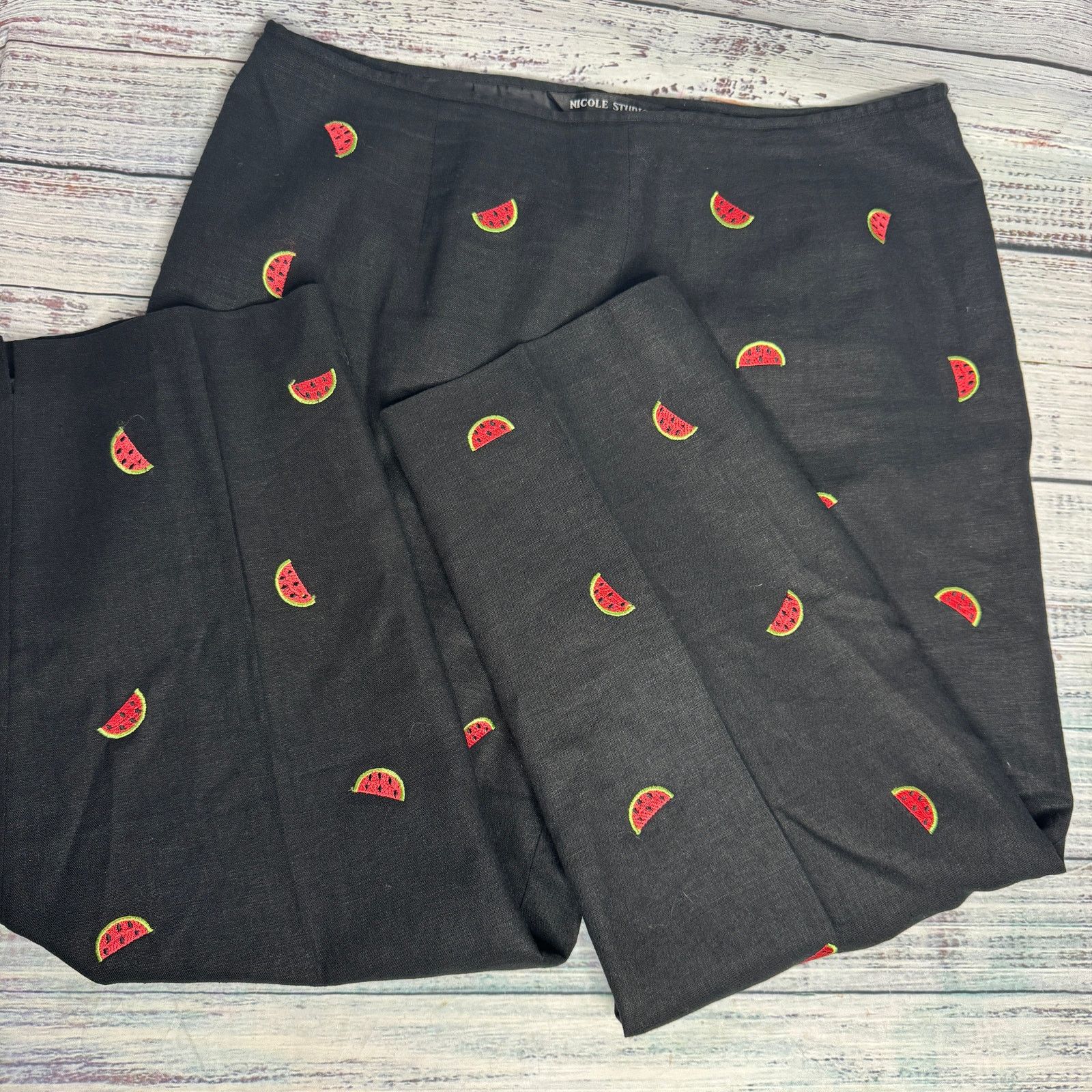 The Unbranded Brand Vintage Linen Blend Black Watermelon Ankle Pants 14 Size 36" / US 14 / IT 50 - 1 Thumbnail