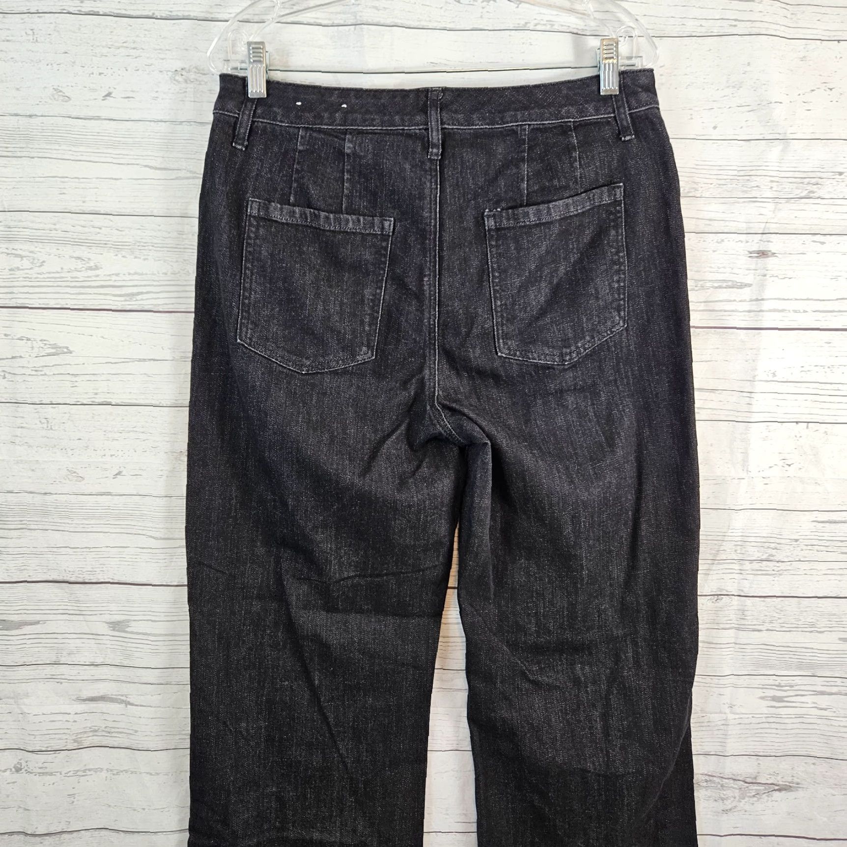 Vintage Chico's Jeans Trouser Wide-Leg High Rise Cotton Blend Black 10 Regular Inseam 29.5 in Solid Zip Womens Size 32" / US 10 / IT 46 - 4 Thumbnail