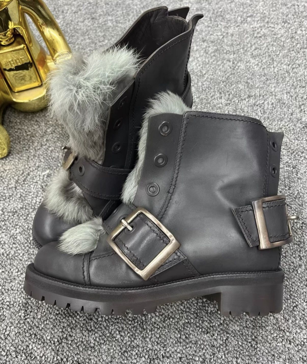 Alexander McQueen Alexander McQueen Blue Grey Martin Boots K12 Size US 7 / IT 37 - 1 Thumbnail