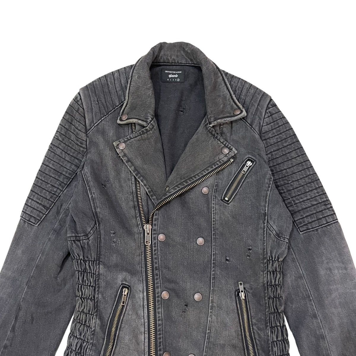 Japanese Brand 🔥Vintage Glamb Double Collar Biker Denim Jacket Size US M / EU 48-50 / 2 - 5 Thumbnail