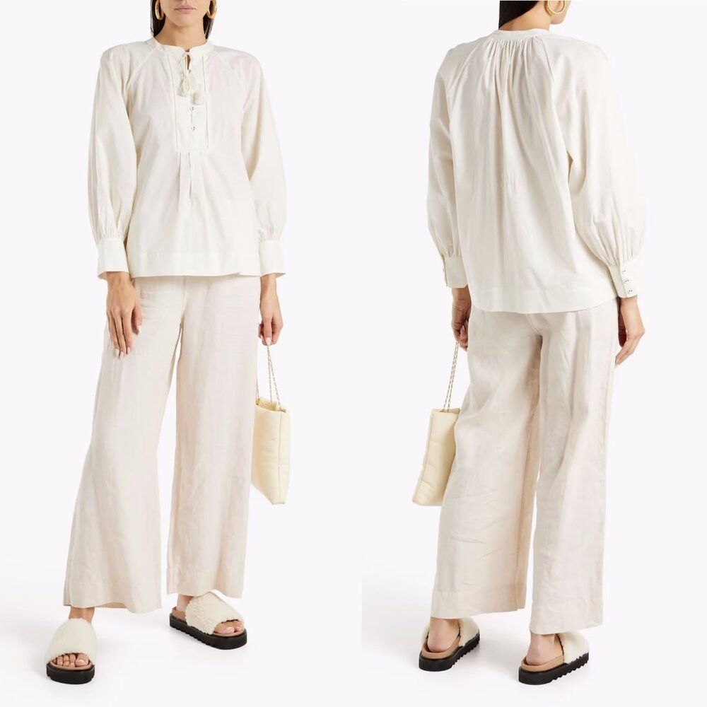 NWT New $178 JOIE Dracha Ivory Poplin Cotton Blouse Size M