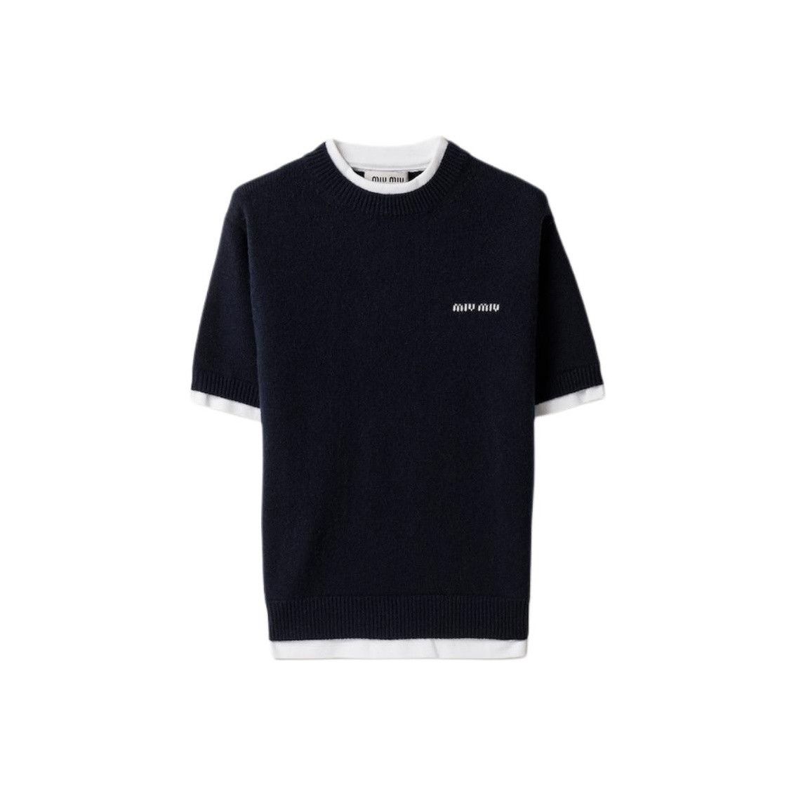 Miu Miu Miu Miu Logo Cashmere Short Sleeve Sweater Size 38 Size XS / US 0-2 / IT 36-38 - 1 Thumbnail
