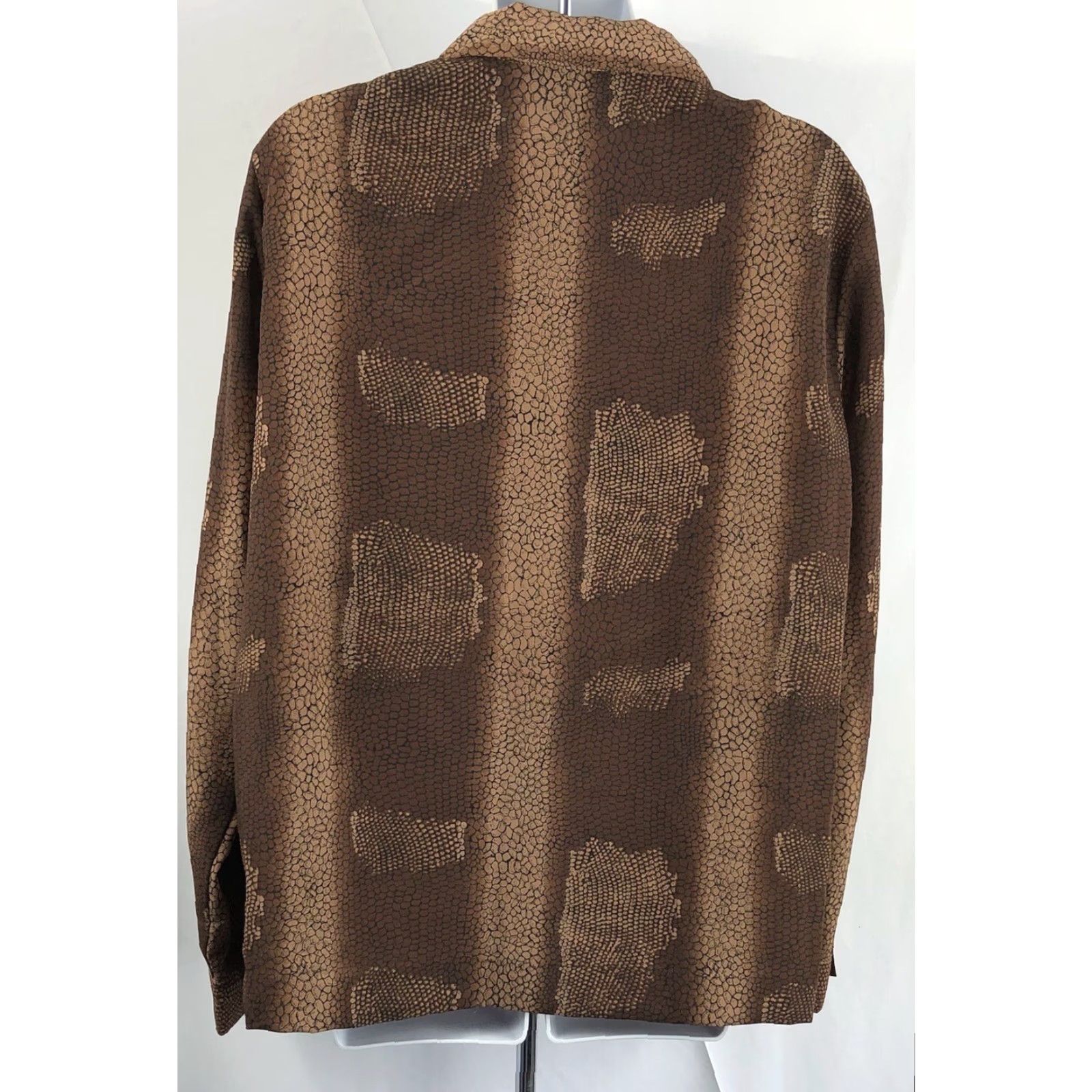 Etro VINTAGE Resume Blouse Shirt L Brown Geometric ButtonUp LongSleeve 60s 70s Bohemian Career Womens Size L / US 10 / IT 46 - 3 Thumbnail