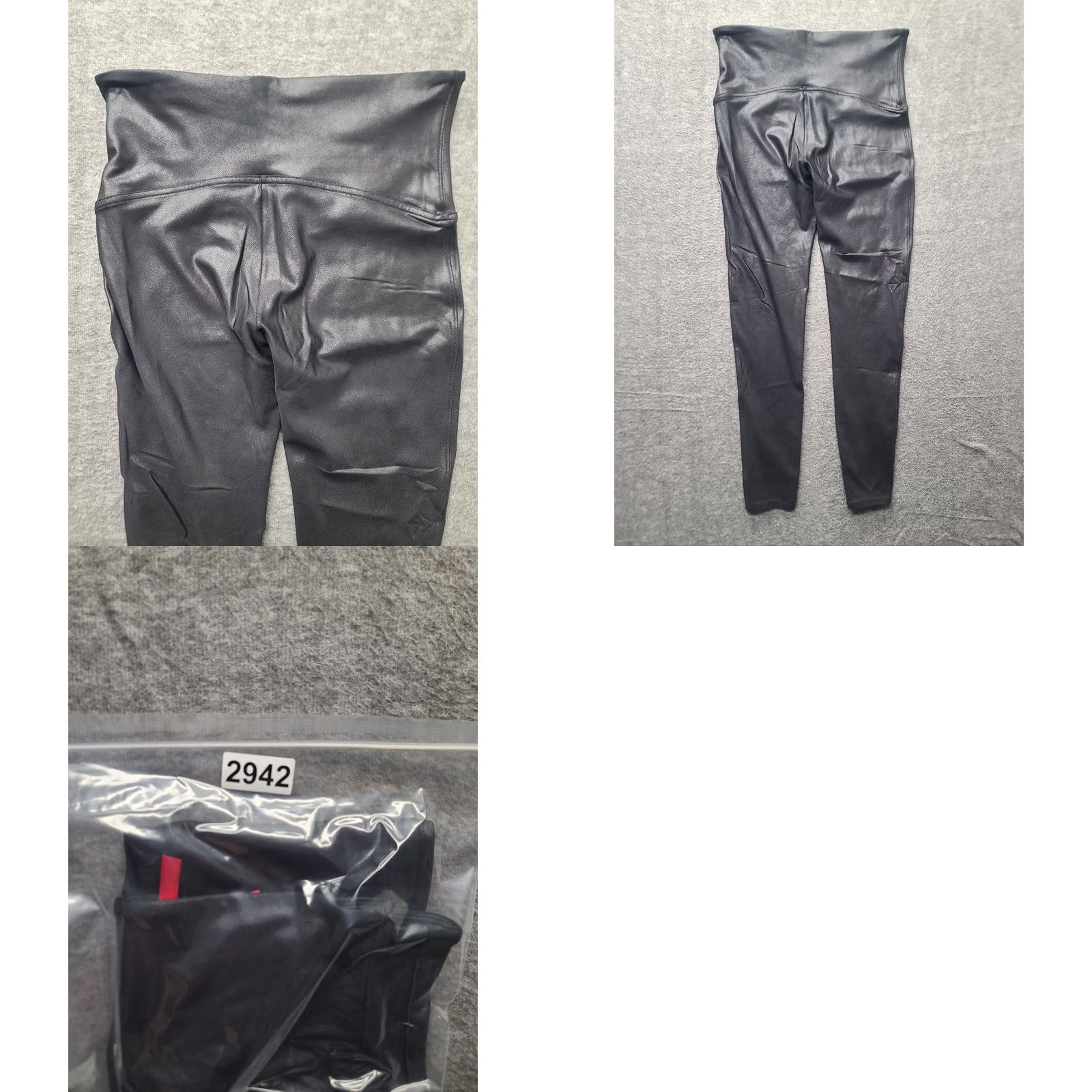 Spanx Spanx Leggings Womens XL High Rise Faux Leather Shaping Slimming No Camel Toe Black Nylon Spandex Tights Size 40" / US 18 - 8 Thumbnail