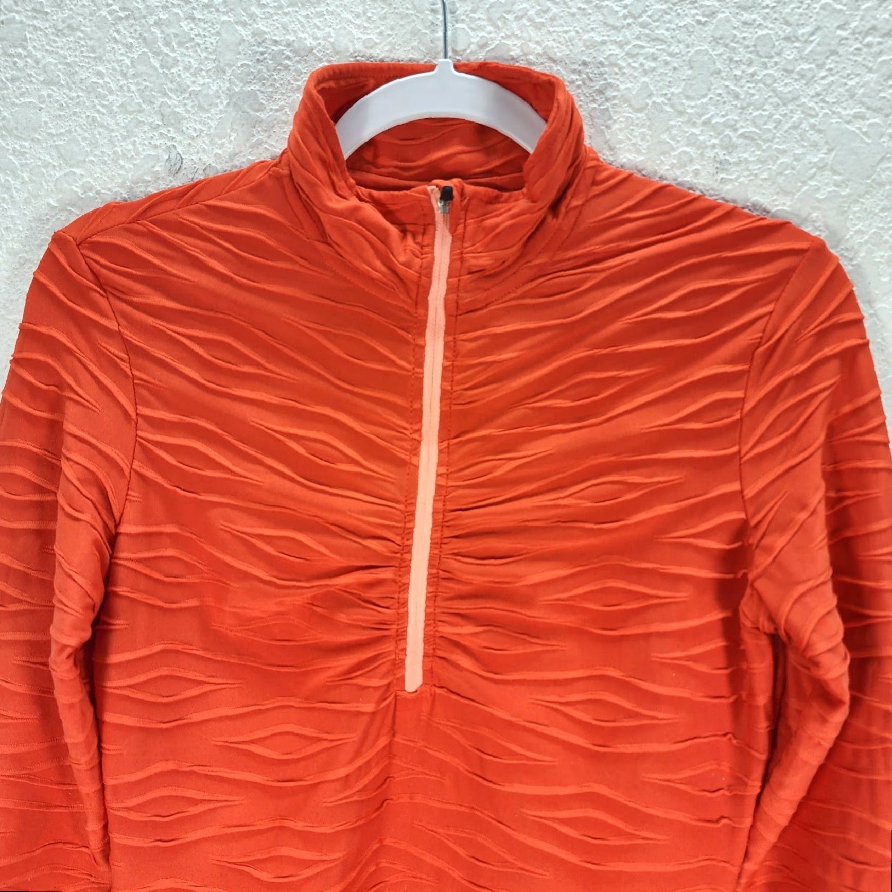 Fila FILA Women's Orange Textured Sweatshirt Pullover 1/2 Zip M Slim Logo Mock Neck Activewear Shirt Sweatshirt Women’s Size M Size M / US 6-8 / IT 42-44 - 3 Thumbnail