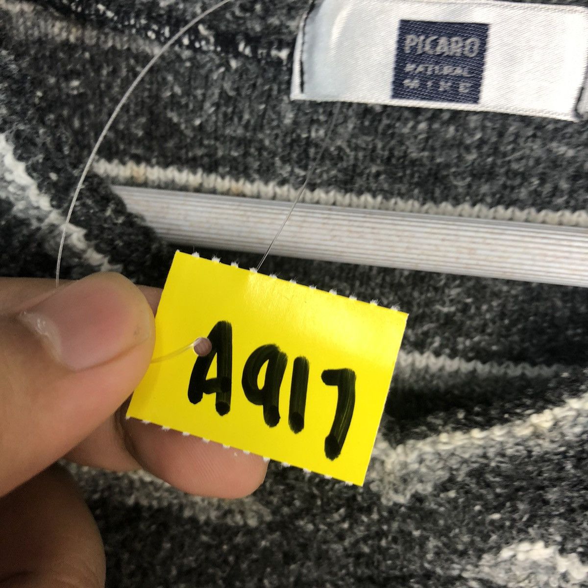 Homespun Knitwear × Japanese Brand × OVER THE STRiPES Picaro Dark Blue Stripe vintage Knitwear #A917 Size L / US 10 / IT 46 - 9 Thumbnail