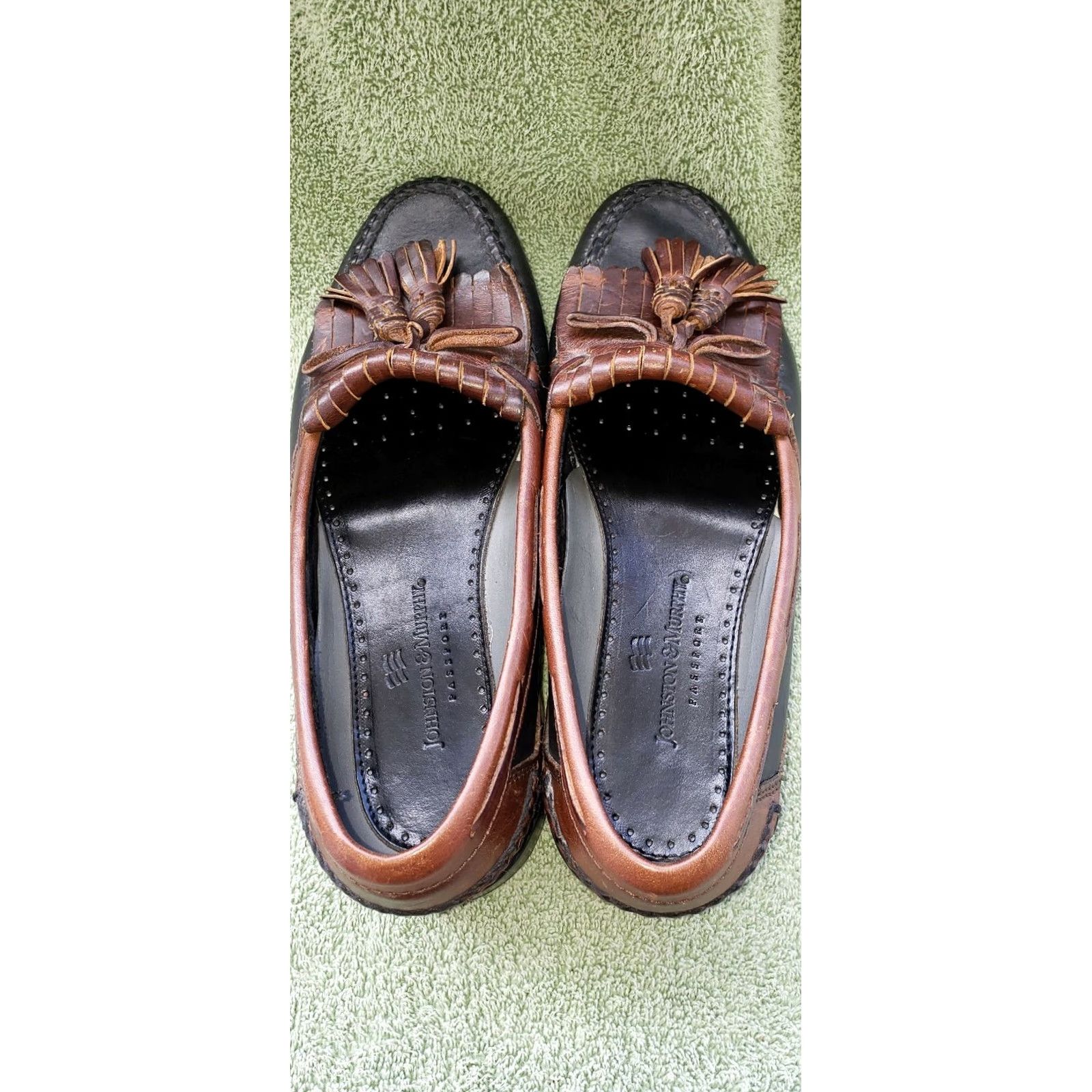 Johnston & Murphy Johnston & Murphy Passport Loafers Men 9D Two Toned Black Brown Tassels Leather Boat Lacing Casual Shoes Size US 9 / EU 42 - 7 Thumbnail