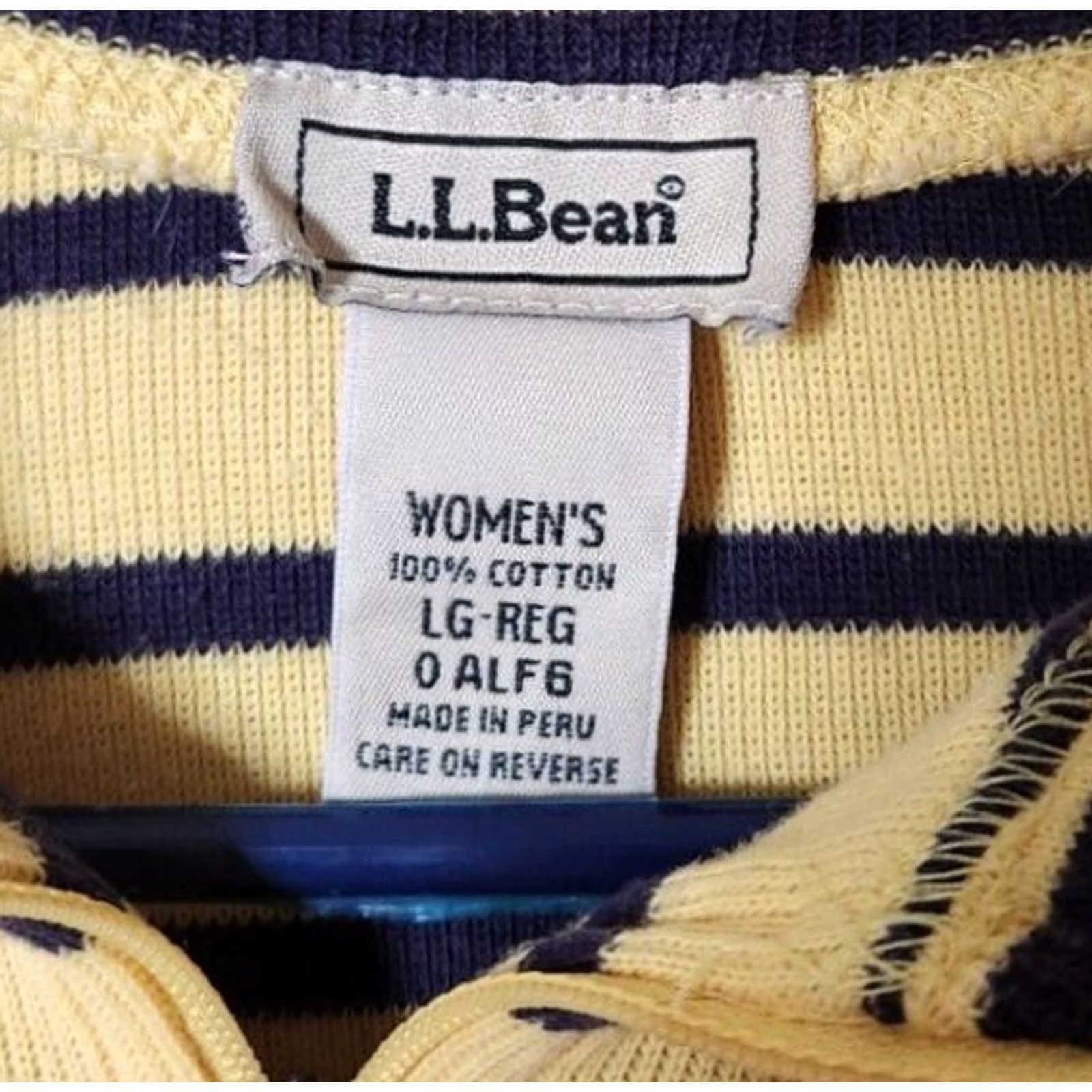 Vintage L.L. Bean Womens L Sweater Pullover Striped 1/4 Zip Mock Neck Long Sleeve Yellow Blue Size L / US 10 / IT 46 - 6 Thumbnail