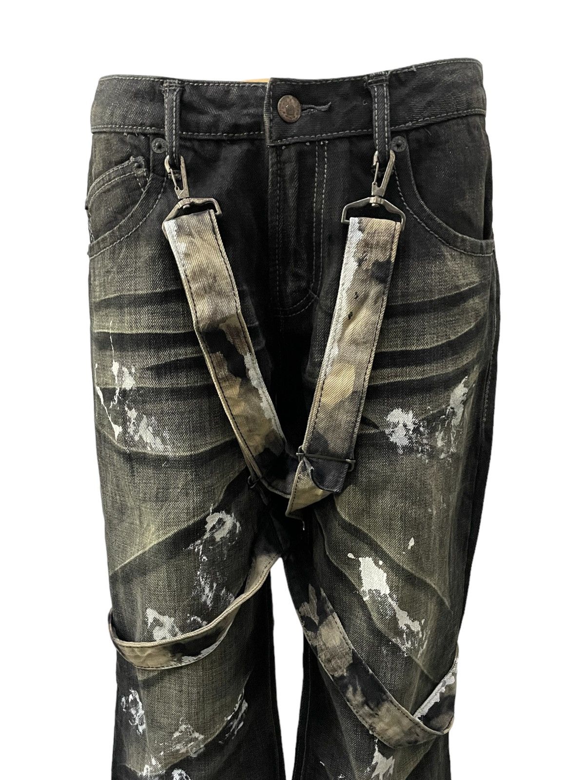 Luxuria Japan Flared Wide Leg Loose Laser Wash Man Jeans