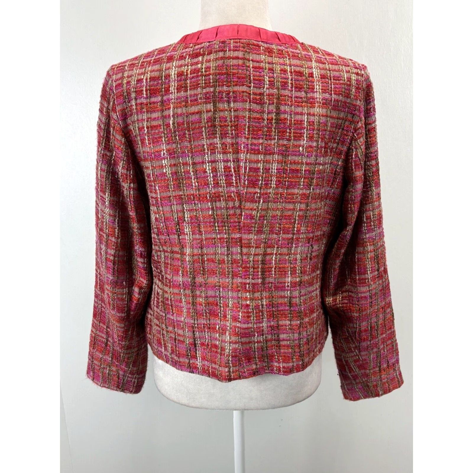 Vintage Chicos Tweed Blazer Jacket Size 1 US Medium Retro Ribbon Trim Single Close Size M / US 6-8 / IT 42-44 - 3 Thumbnail