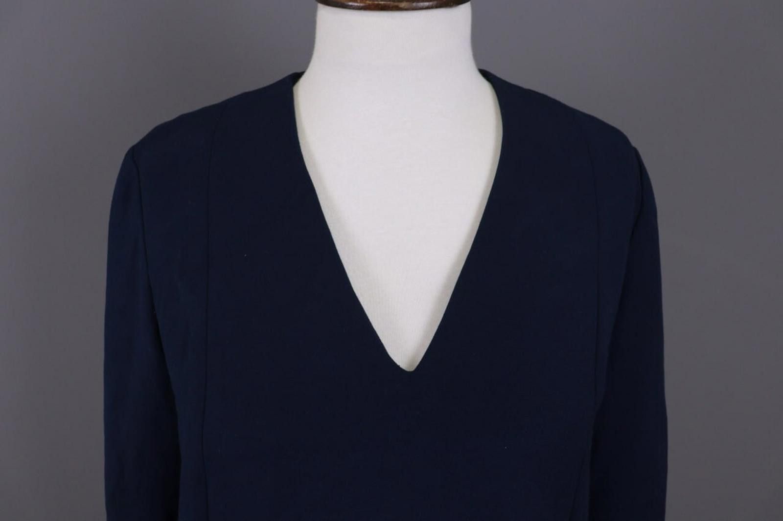 Lauren Ralph Lauren Me+Em Blue V-Neck Evening Long Sleeve A-Line Dress Size 12 Size XL / US 12-14 / IT 48-50 - 4 Thumbnail