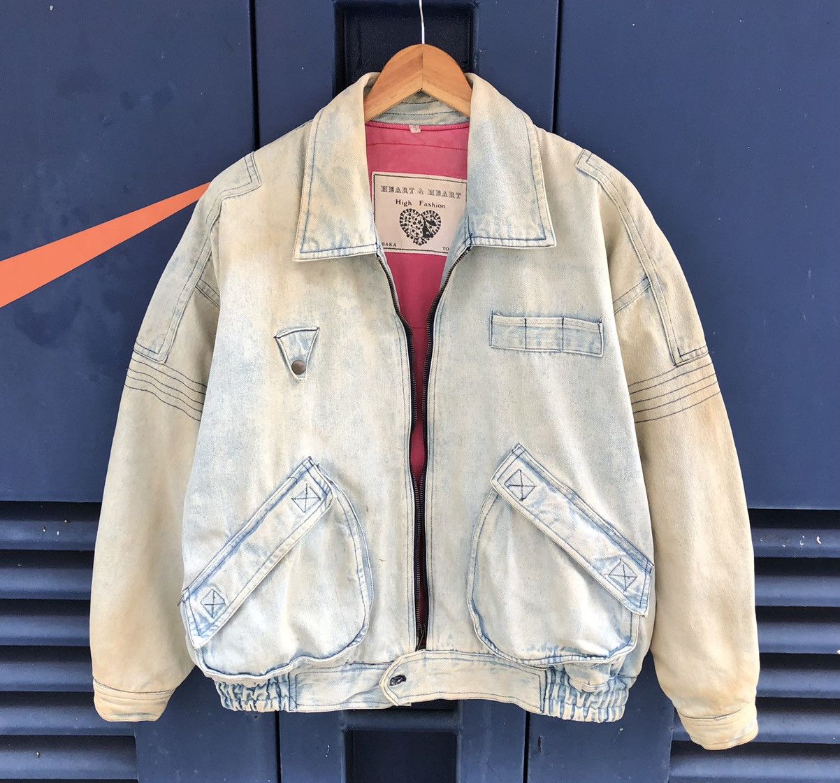 Vintage Vintage HEART & HEART FADED Light Weight Cargo Denim Jacket Size US L / EU 52-54 / 3 - 3 Thumbnail
