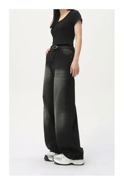 Jean Japanese distressed wide-leg scimitar all-match washed jeans Size US 32 / EU 48 - 4 Thumbnail