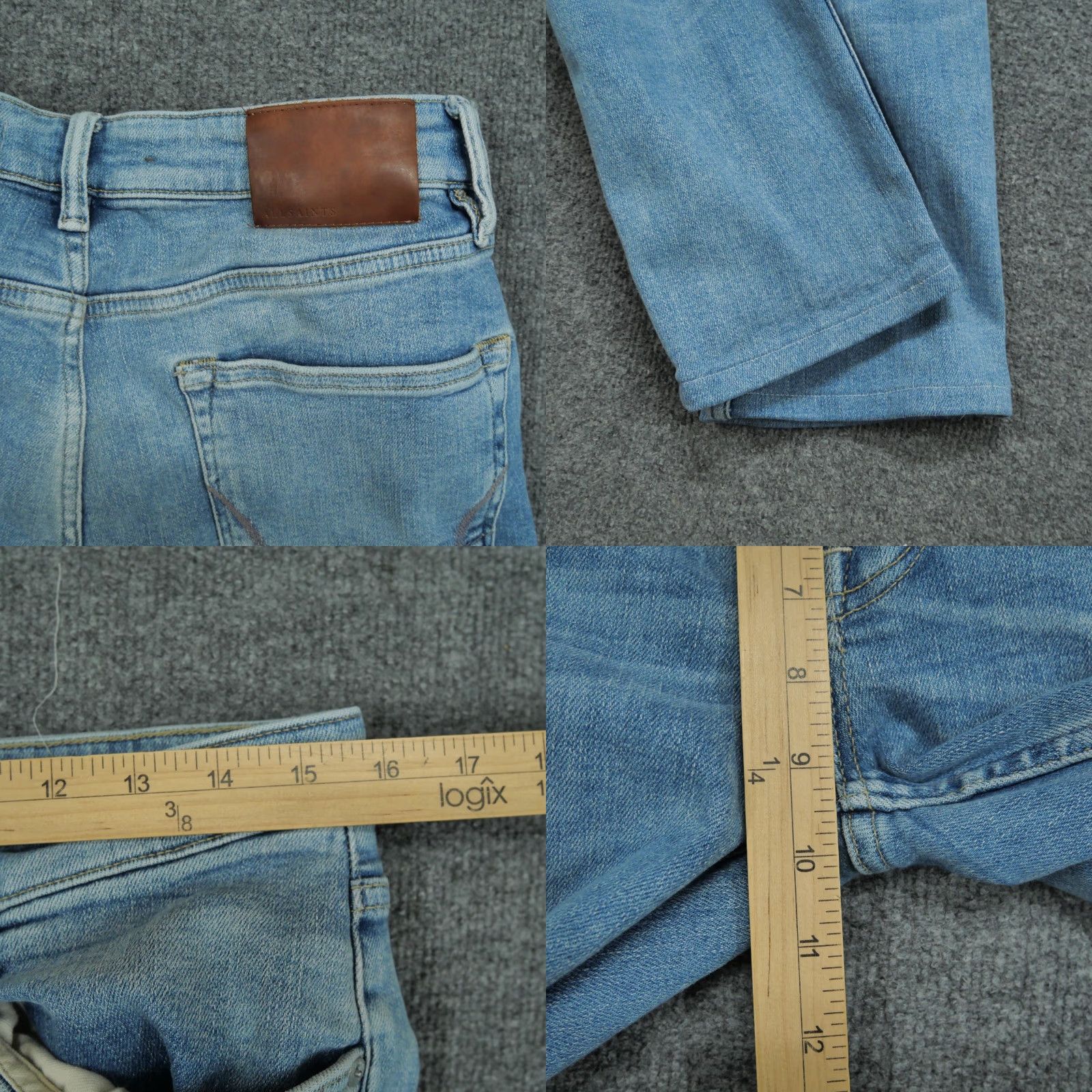 Allsaints AllSaints Jeans Womens 30 Blue Denim Pants Cropped Distressed Button Fly Skinny Regular Size 24" / US 00 / IT 34 - 10 Thumbnail