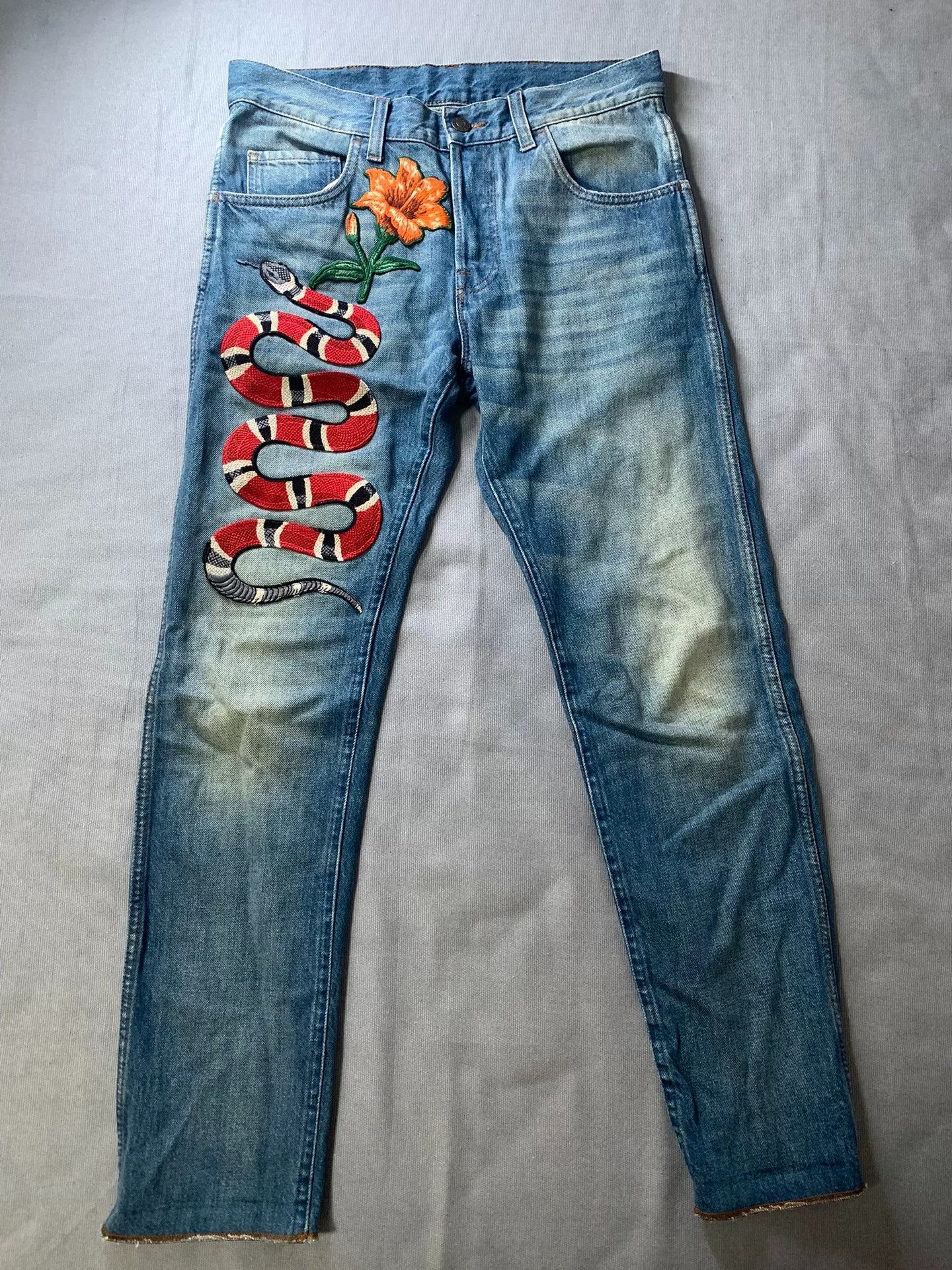 Gucci Gucci Coral Snake Embroidered Jeans Size US 30 / EU 46 - 1 Thumbnail