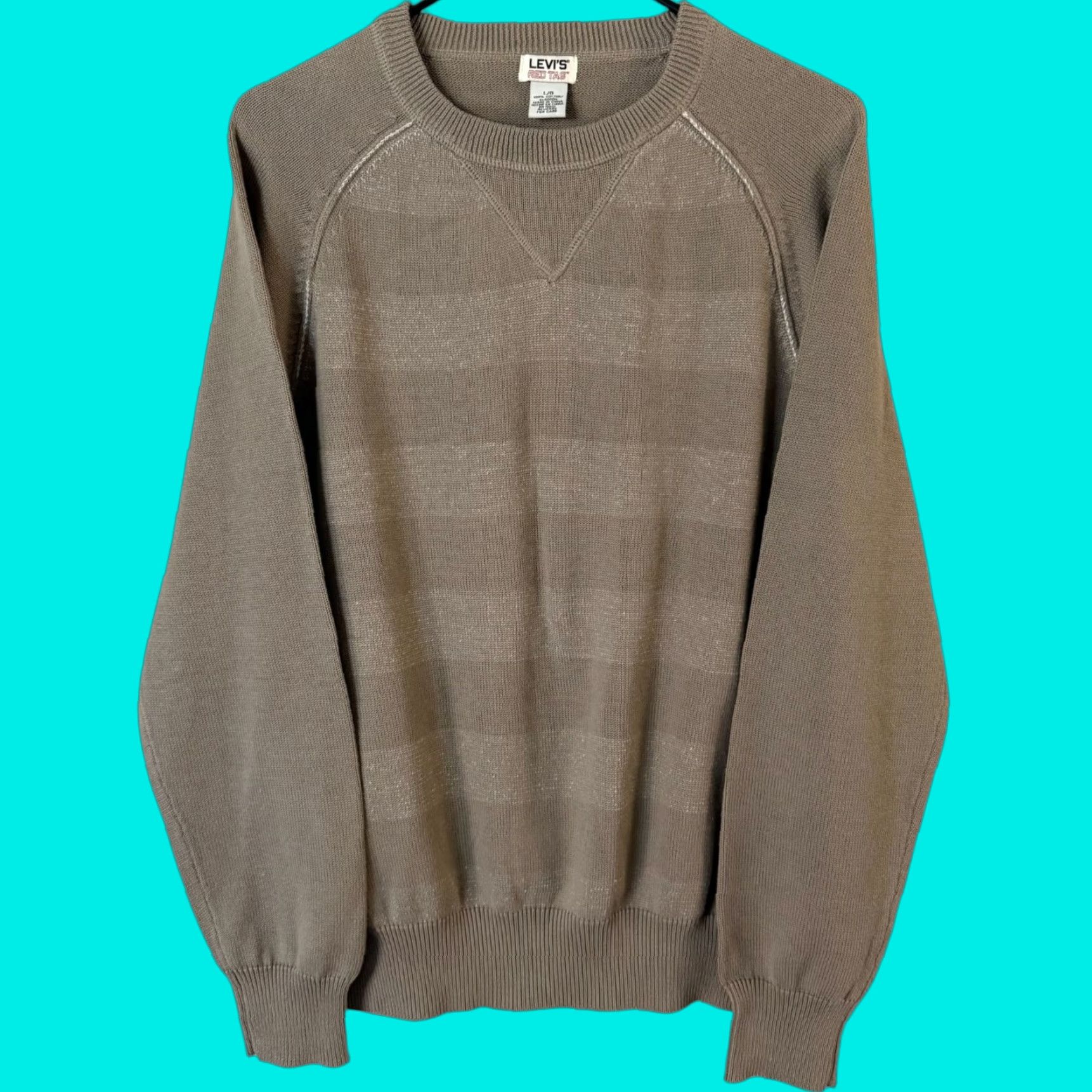 Levi's VINTAGE Levi's Sweater Crewneck Raglan Long Sleeve Men's Large Tan Cotton City Classic Preppy Fall Winter Size US L / EU 52-54 / 3 - 1 Thumbnail
