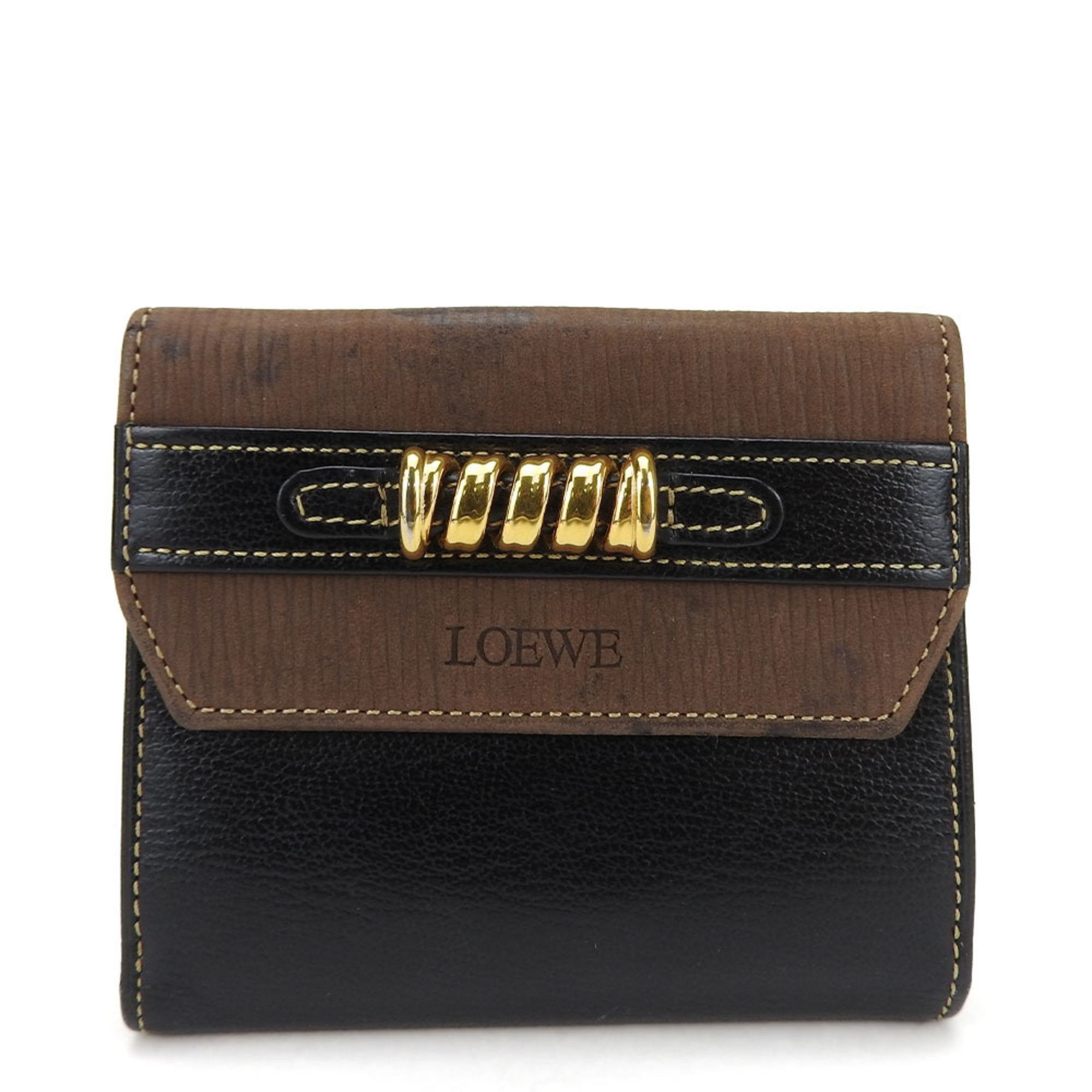 image of Loewe Bifold Wallet Velasquez Leather Black Brown Accessories Women's