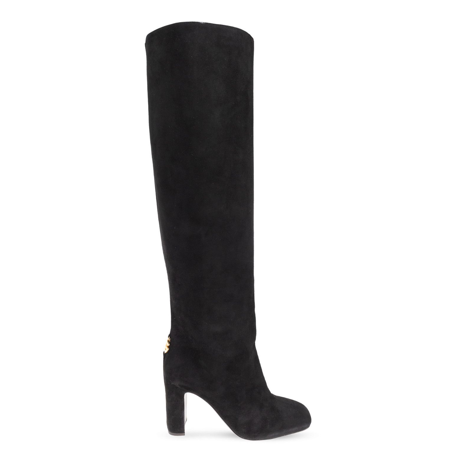 DOLCE&GABBANA Knee High Black Suede 100mm Heel Boots New & A