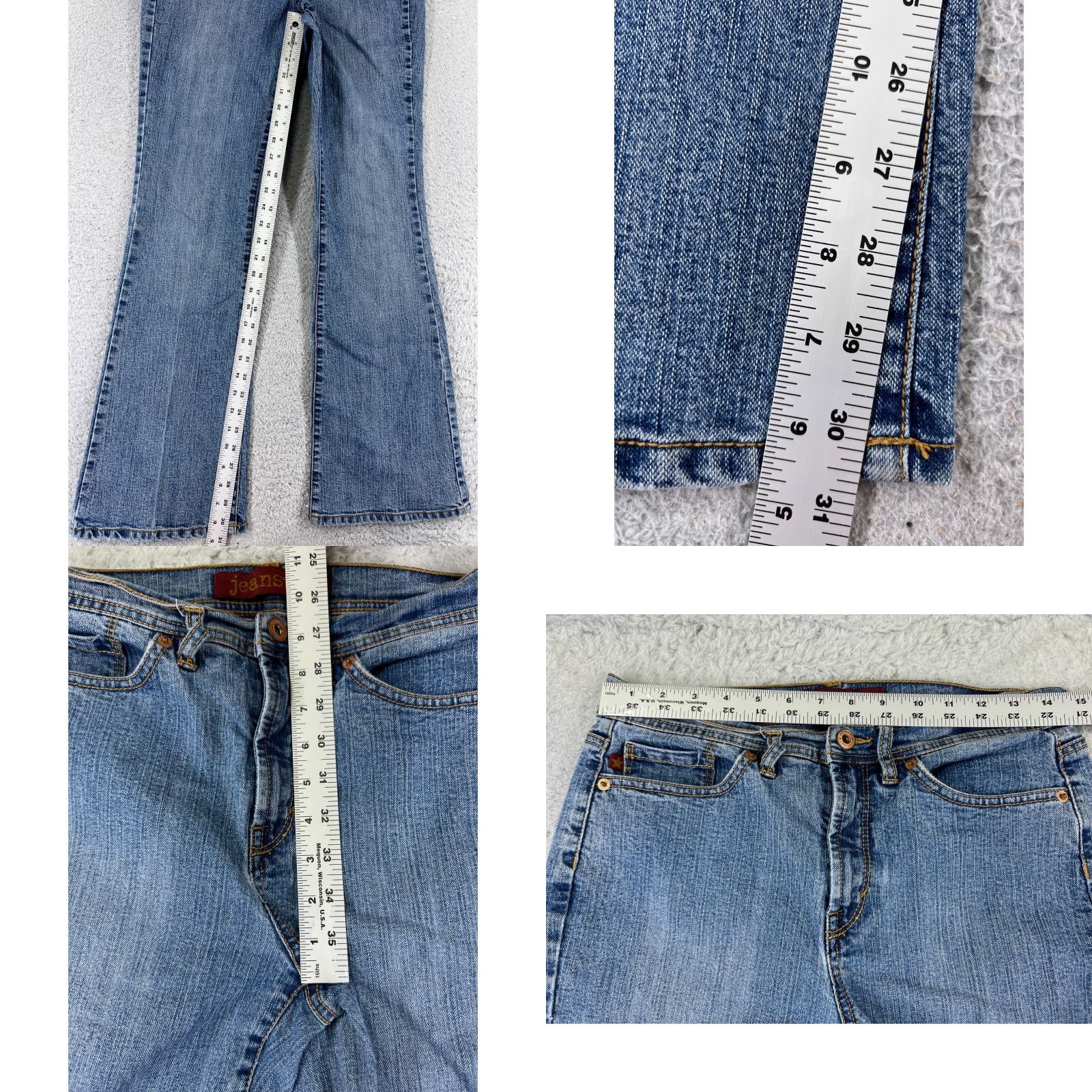 Vintage Jeanstar Women's Flared Jeans 8 Blue Denim Cotton Blend Mid Rise 28x31 90s Retro Southwestern Style Size 30" / US 8 / IT 44 - 8 Thumbnail