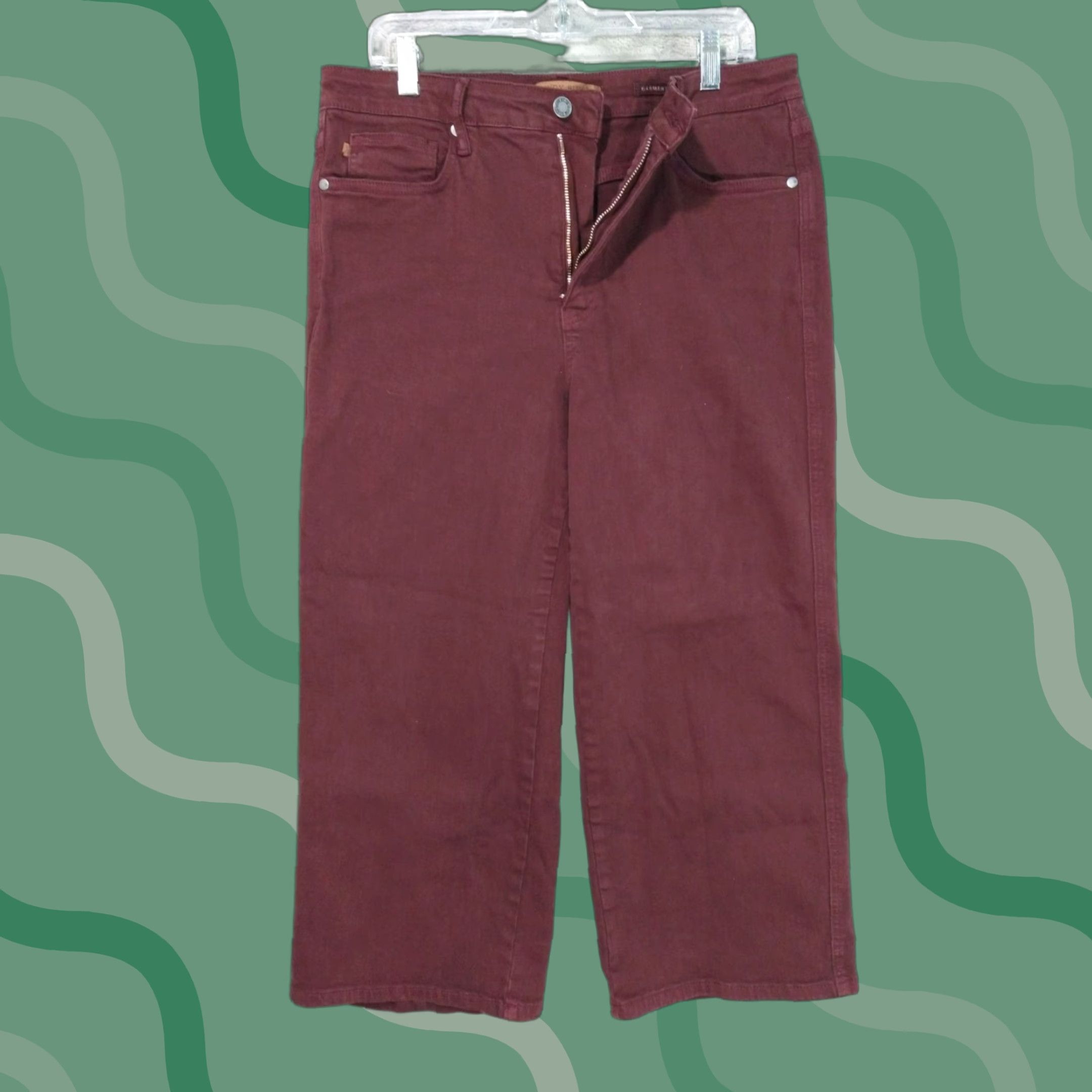 Vintage Judy Blue Jeans Womens 15/32 Red Oxblood High Waist Tummy Control Wide Leg - 5-Pocket Denim Stretch Size 36" / US 14 / IT 50 - 1 Thumbnail
