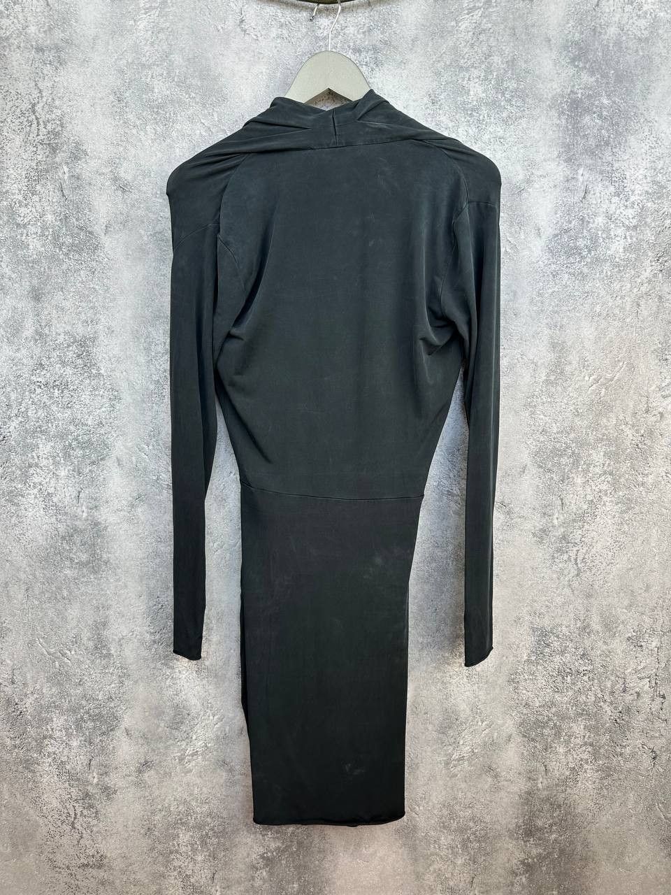 Allsaints AllSaints Tame Dress Black Wrap-Front Cupro Long Sleeve Size S / US 4 / IT 40 - 2 Thumbnail