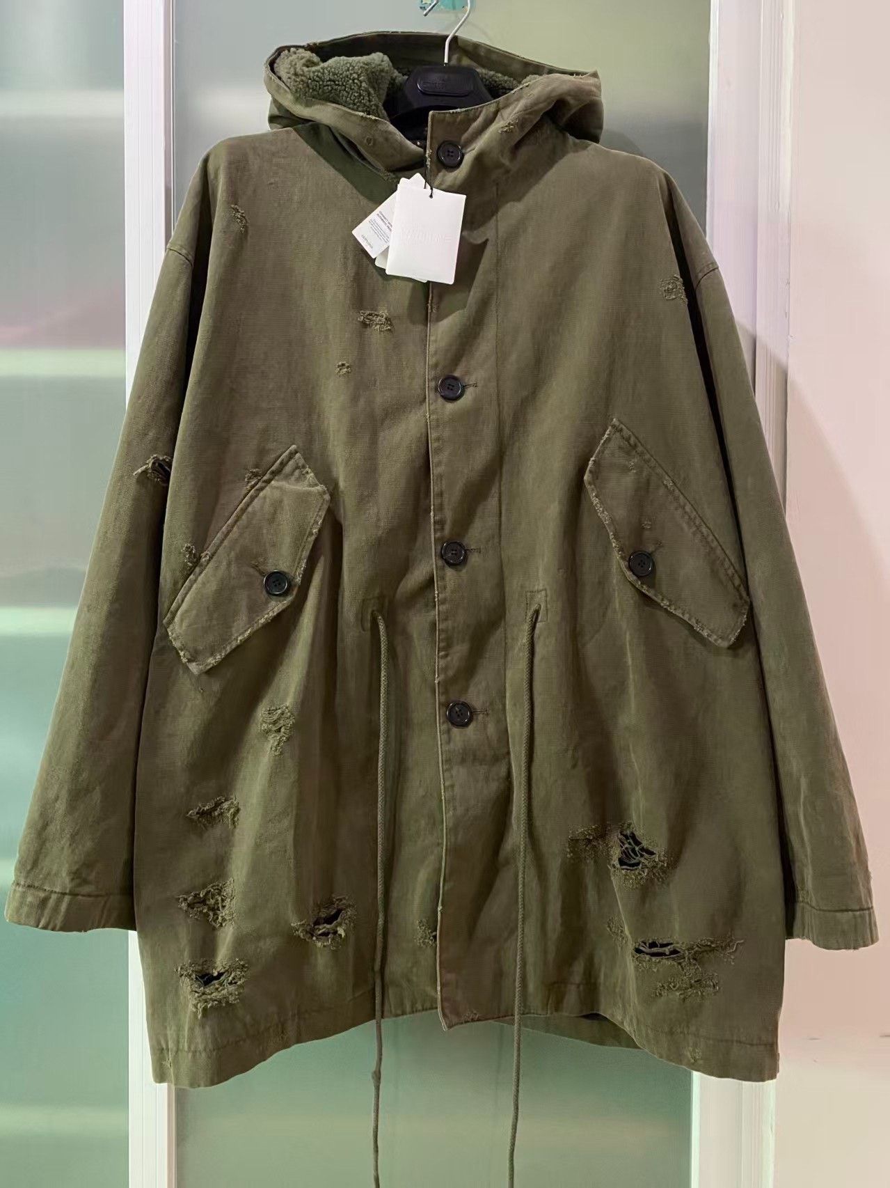 Visvim WE11DONE Olive Green Distressed Parka Size US L / EU 52-54 / 3 - 1 Thumbnail