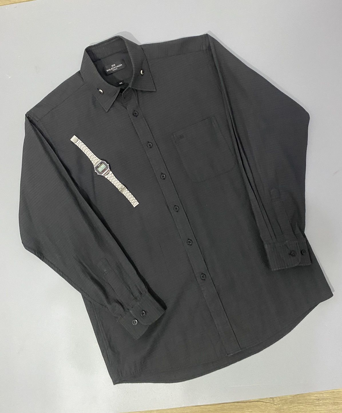 Balenciaga × Vintage 💥All Black💥Balenciaga Shirt Buttons Up Size US L / EU 52-54 / 3 - 3 Thumbnail