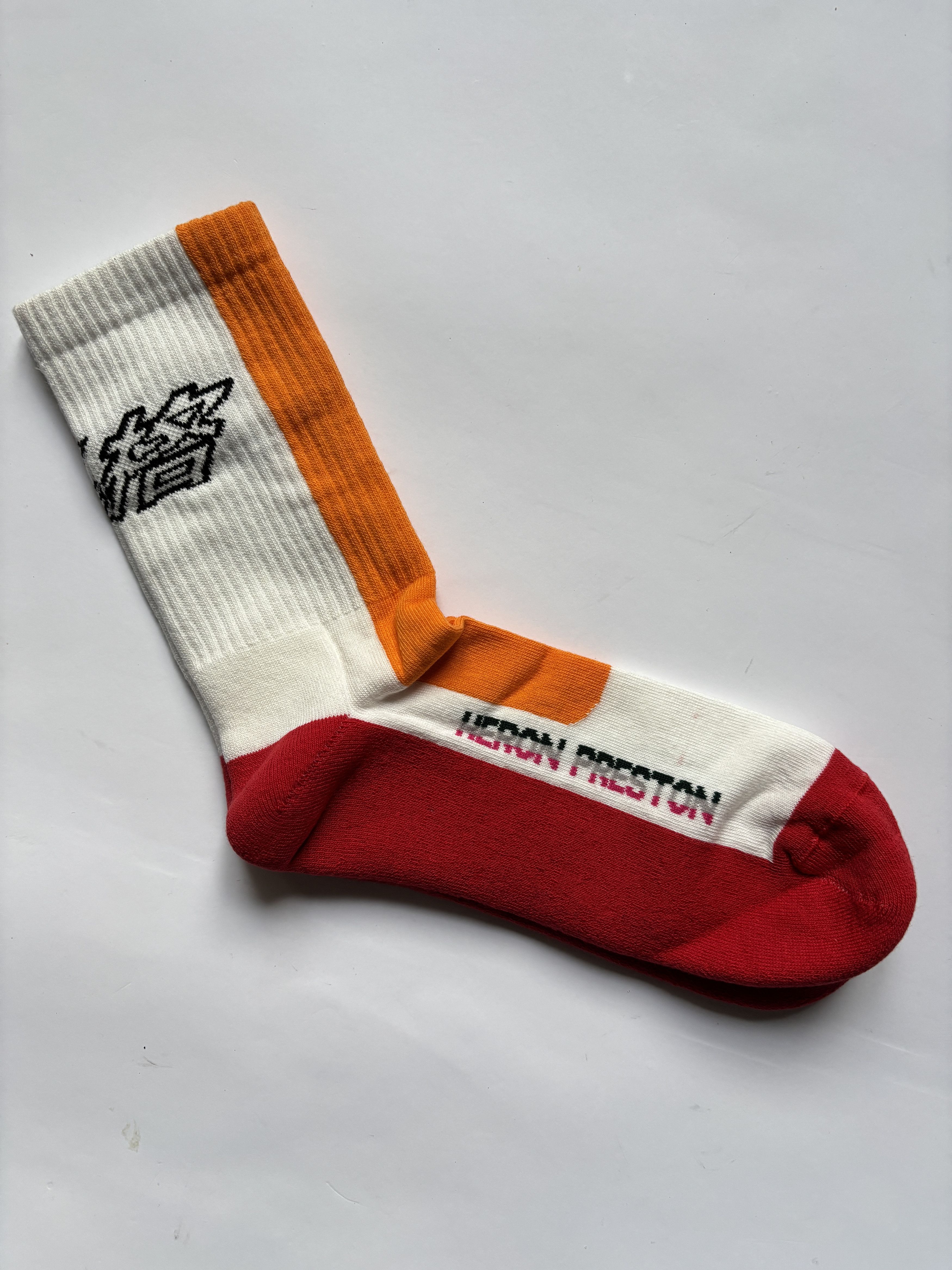 Heron Preston ⚡️QUICK SALE⚡️Heron Preston Red, White and Orange Socks Size ONE SIZE - 4 Thumbnail