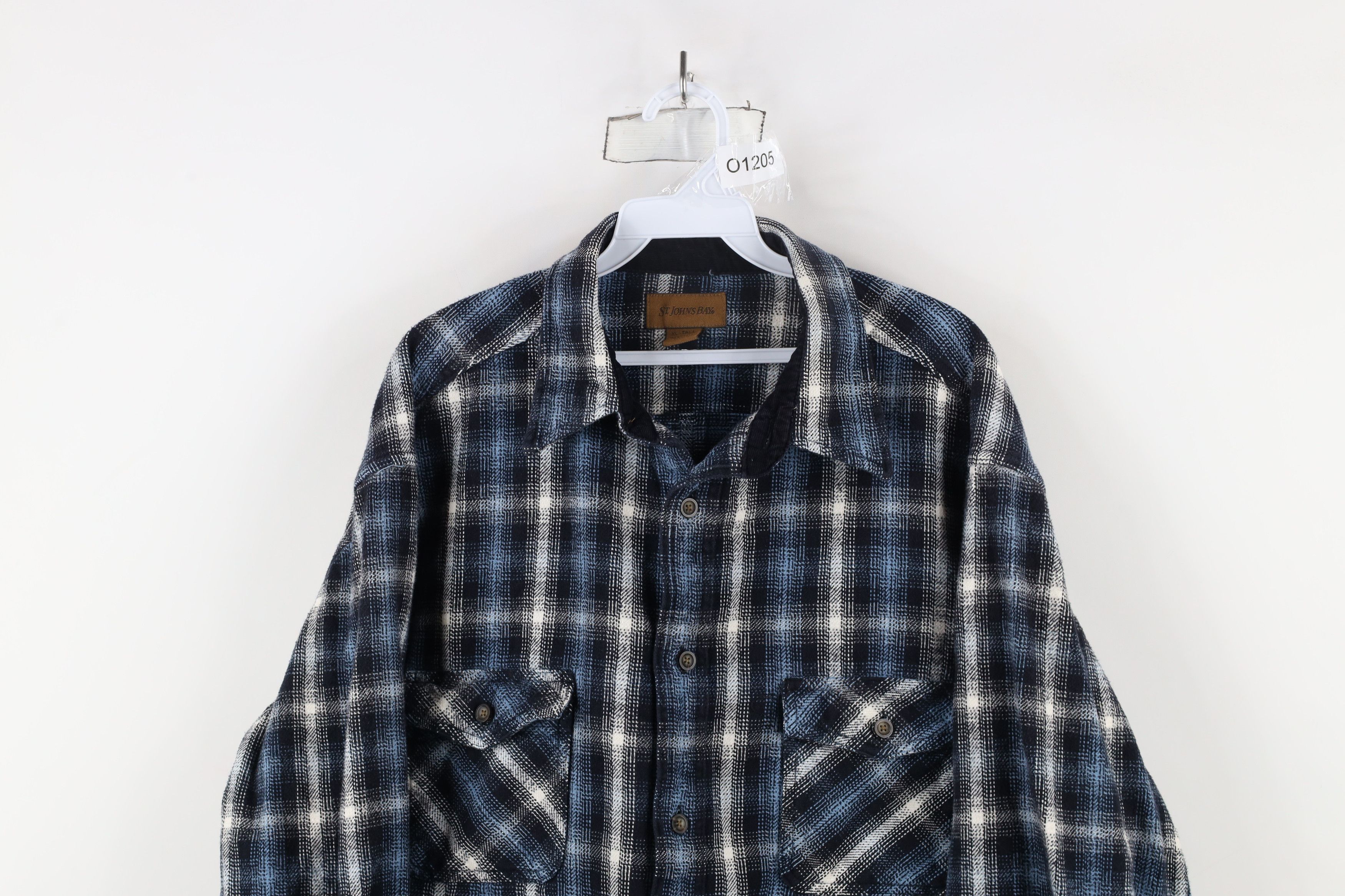 Vintage Vintage 90s Streetwear Heavyweight Flannel Button Shirt Blue Size US XL / EU 56 / 4 - 2 Thumbnail