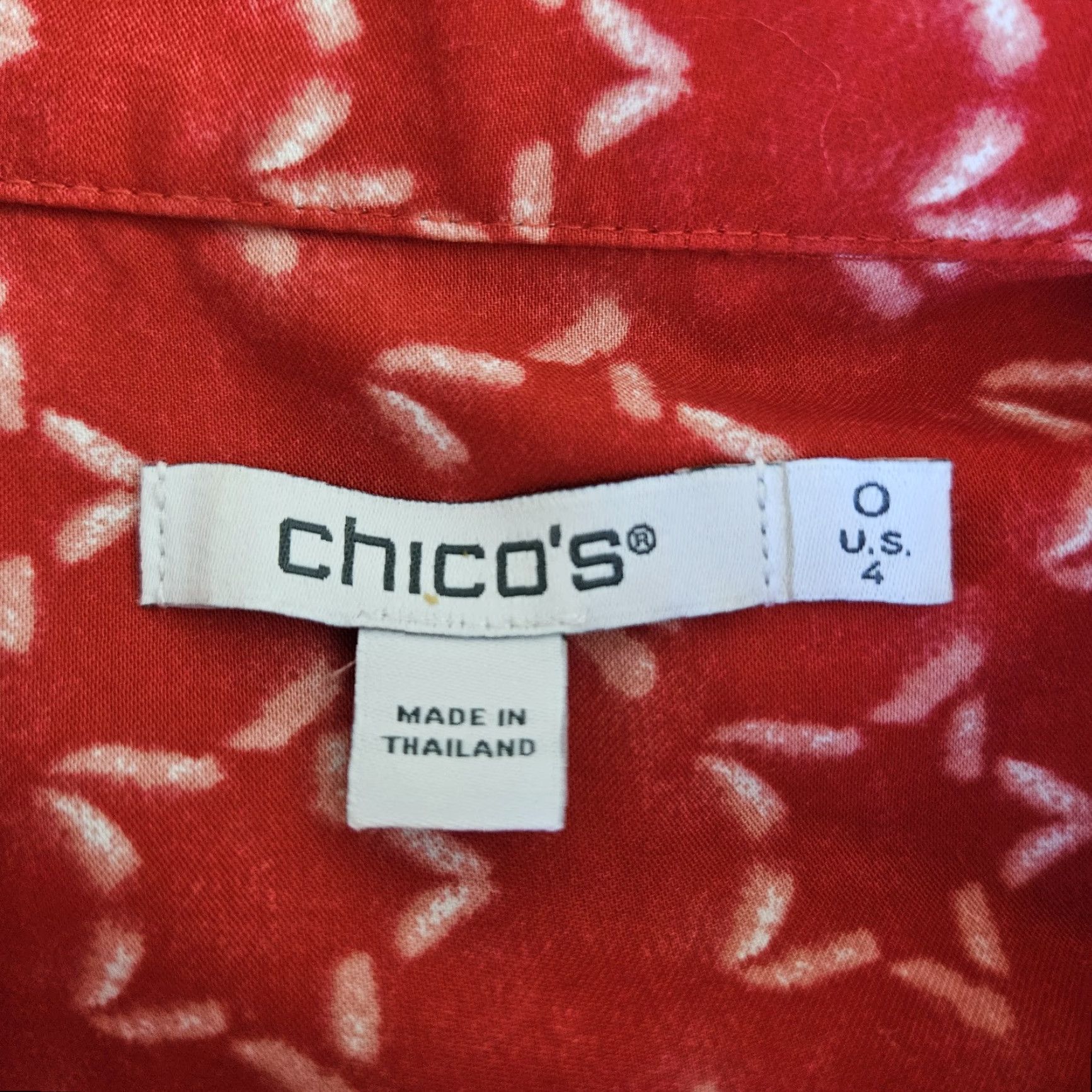 Vintage Chico's Womens Button-Up Top Size Small Red White Star Print Cotton Blend Shirt Adult Small Red White Stars Size S / US 4 / IT 40 - 4 Thumbnail