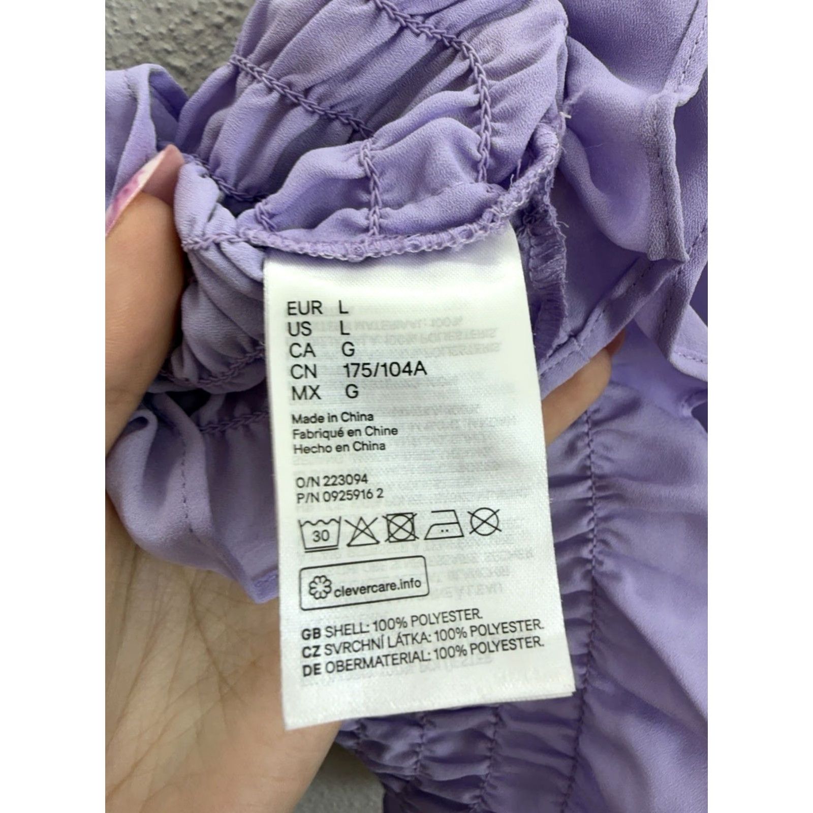 H&M H&M Womens Top L Purple Cropped Smocked Long Sleeve Balloon Sleeve Square Neck Size L / US 10 / IT 46 - 6 Thumbnail